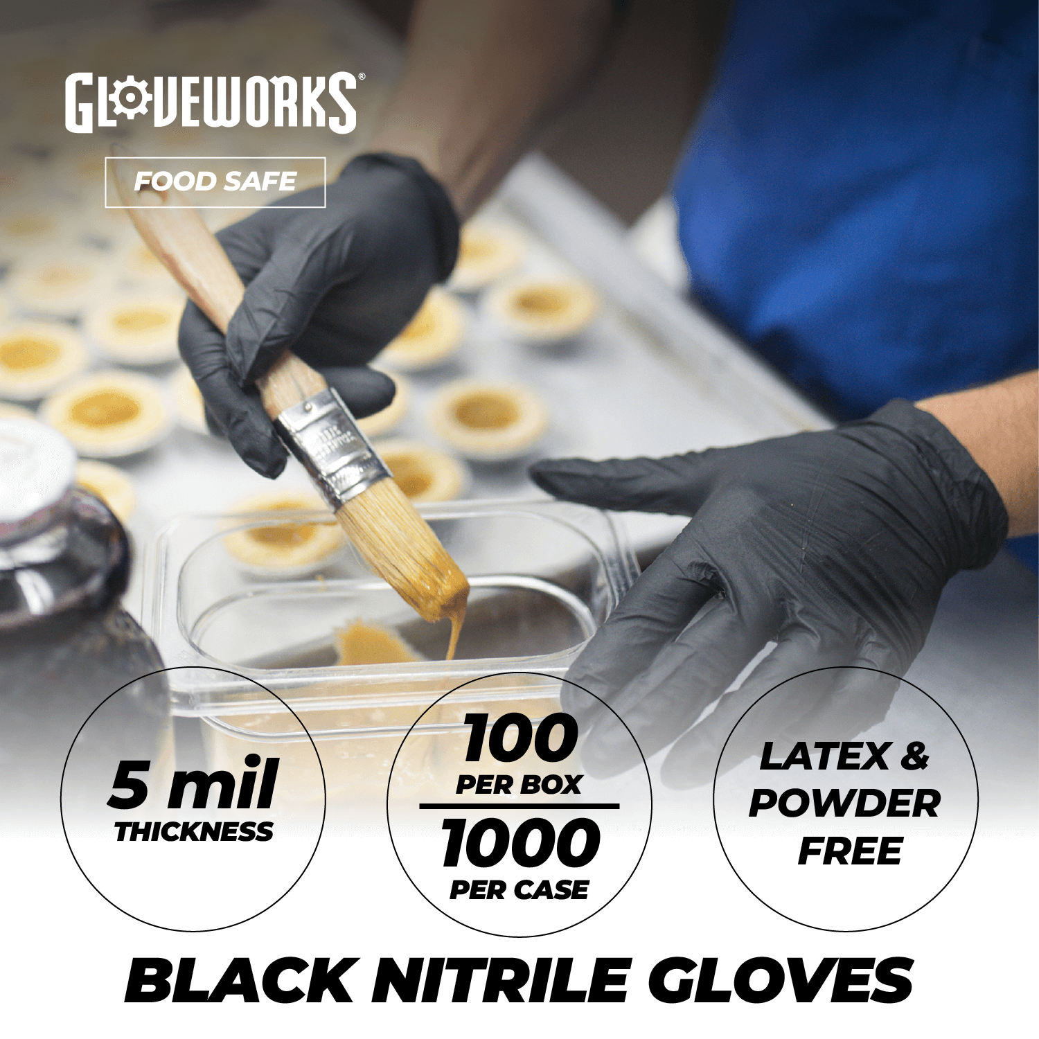 Guantes de nitrilo negros GLOVEWORKS 5 mil para detalles automotrices/mecánicos XXL, 200 - Imagen 2 de 7
