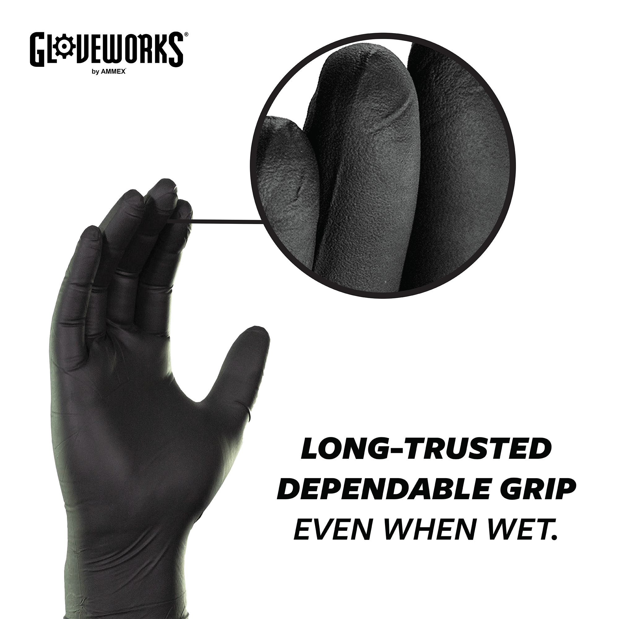 Guantes de nitrilo negros GLOVEWORKS 5 mil para detalles automotrices/mecánicos XXL, 200 - Imagen 4 de 7