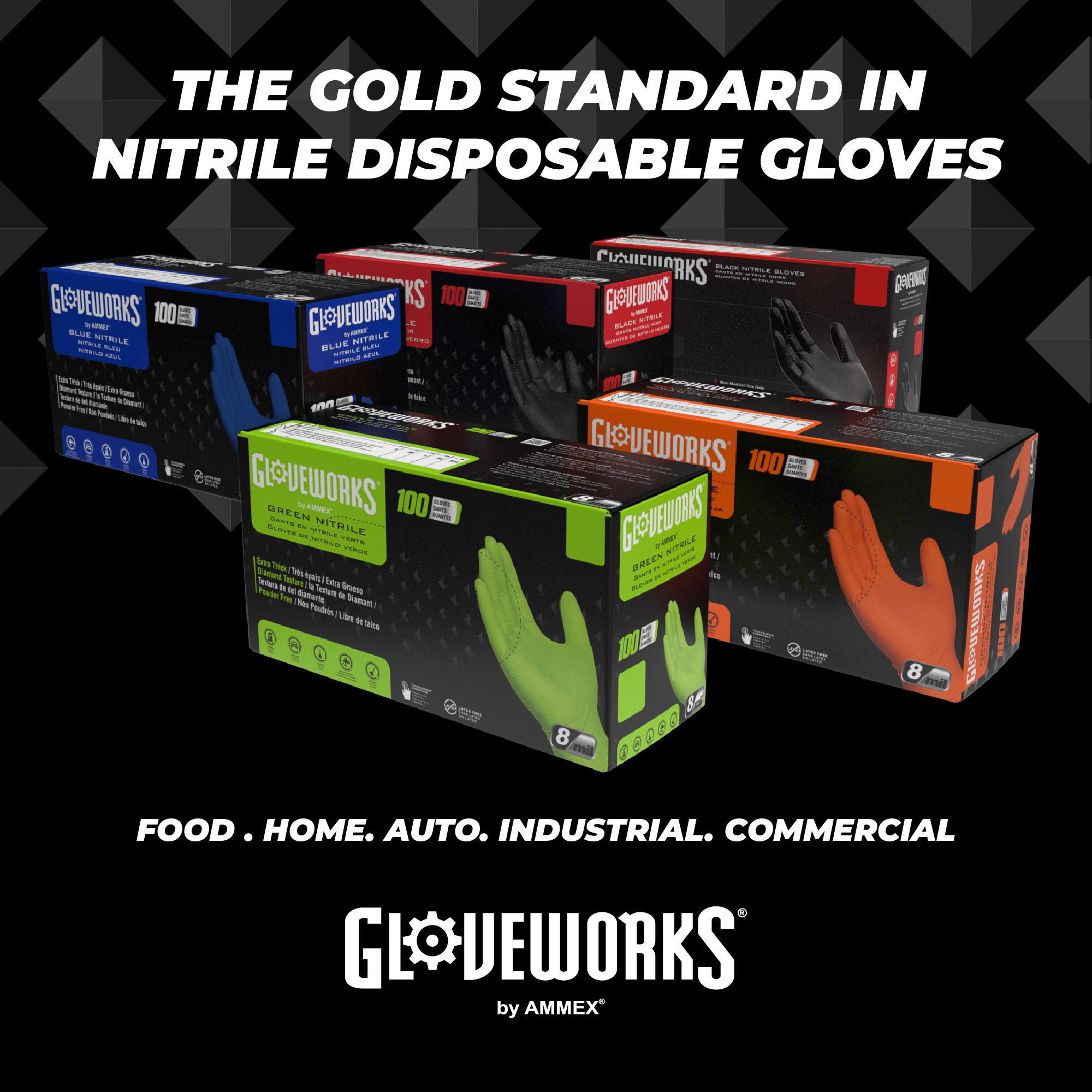 Guantes de nitrilo negros GLOVEWORKS 5 mil para detalles automotrices/mecánicos XXL, 200 - Imagen 7 de 7