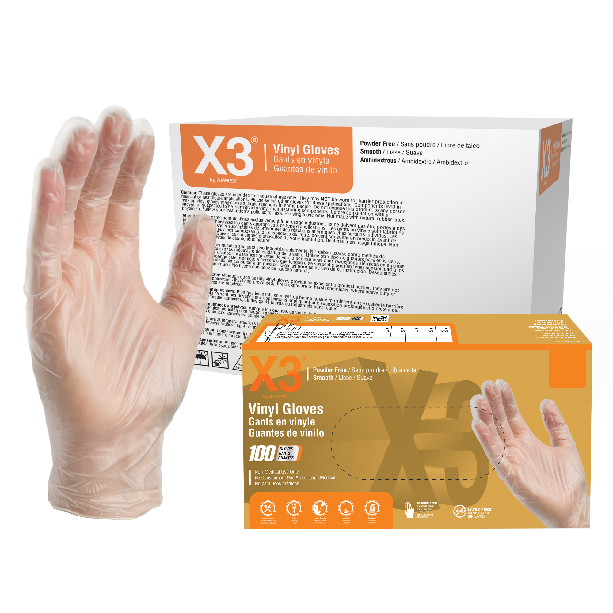 Guantes de Vinilo GPX3 Transparente 3 Mil Industrial Sin Látex, Aptos para Alimentos, Estuche de 1000 - Imagen 9 de 16