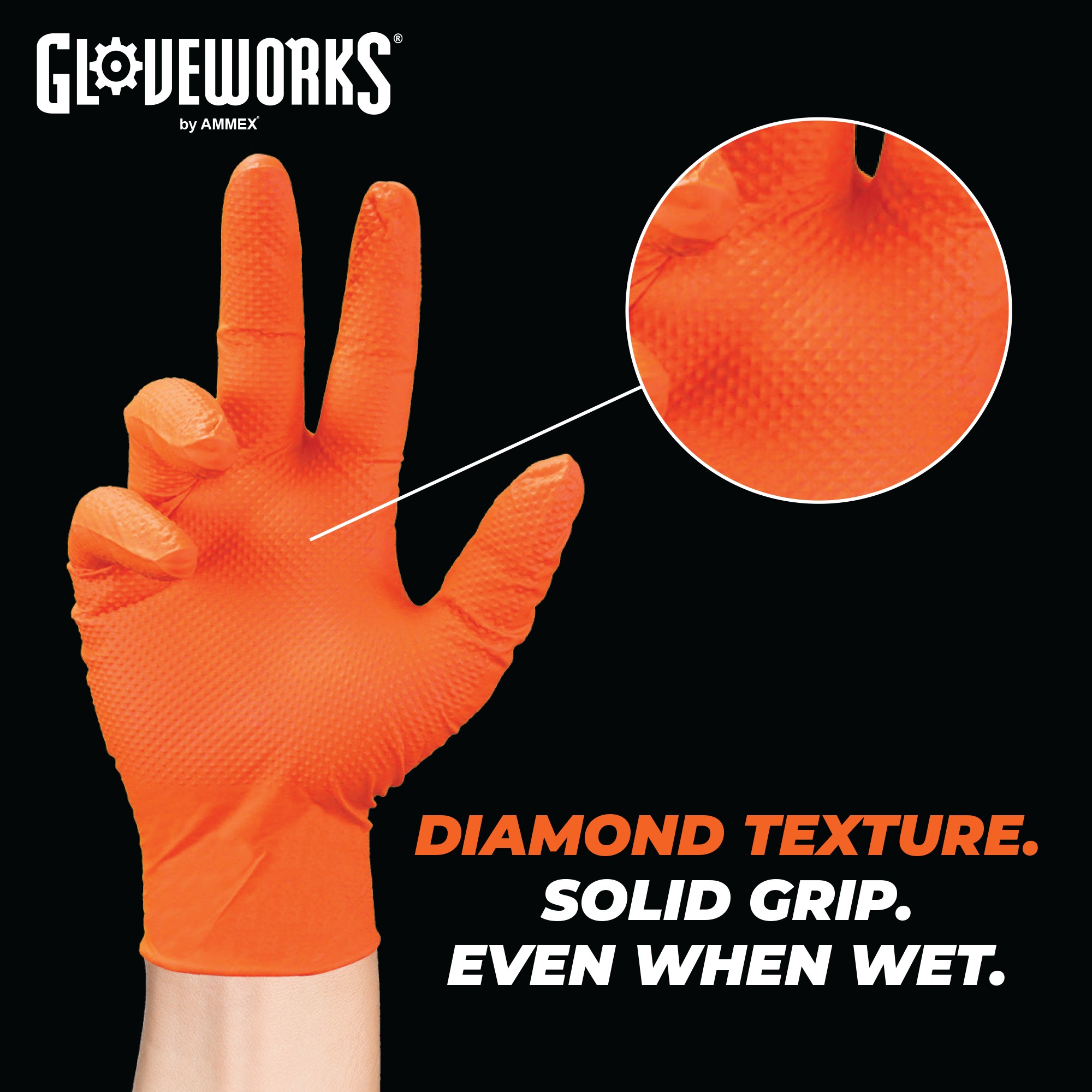 Guantes Desechables GLOVEWORKS HD Naranja Nitrilo 8 Mil Textura Diamante Elevada, 100 - Imagen 10 de 32