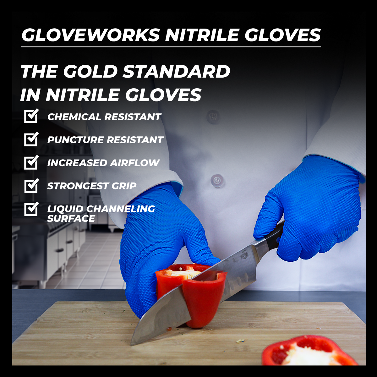 GLOVEWORKS HD 6 Mil GWRBN Latexfreie Nitril Einweghandschuhe, Blau, 1000 - Bild 14 von 33