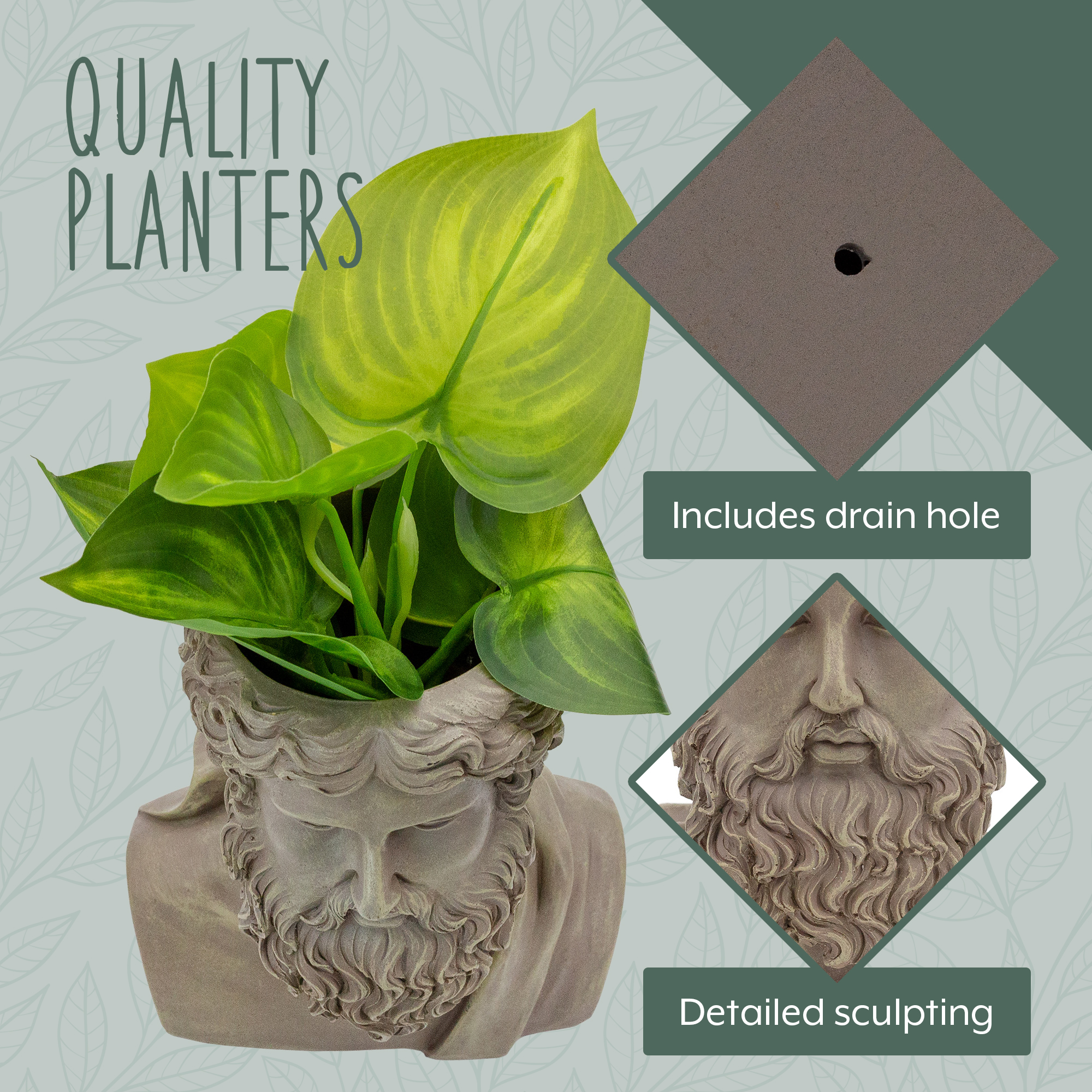 Zeus the Greek God Planter Pot, Garden Decor Statue Head Planter - Picture 14 of 20