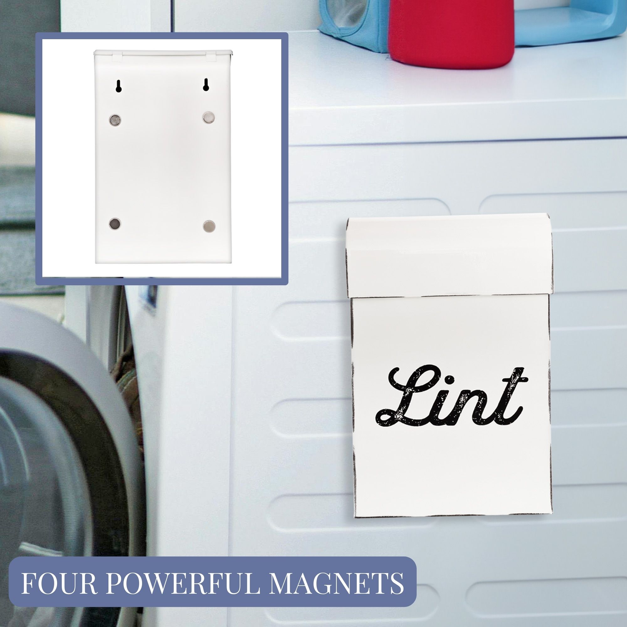 Enamelware Lint Holder Bin; Modern Farmhouse Style Rustic Laundry Room Decor - Picture 17 of 20