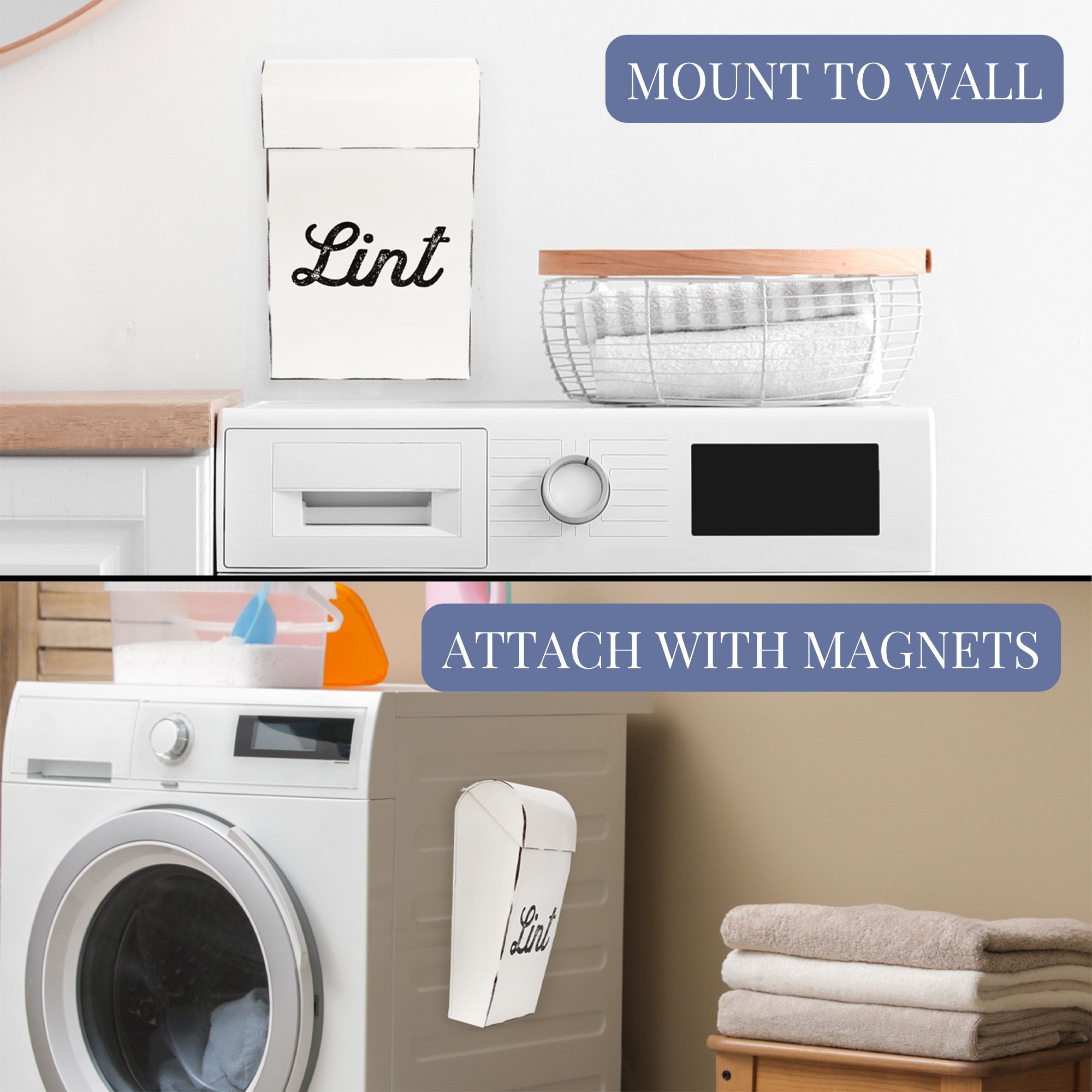 Enamelware Lint Holder Bin; Modern Farmhouse Style Rustic Laundry Room Decor - Picture 20 of 20