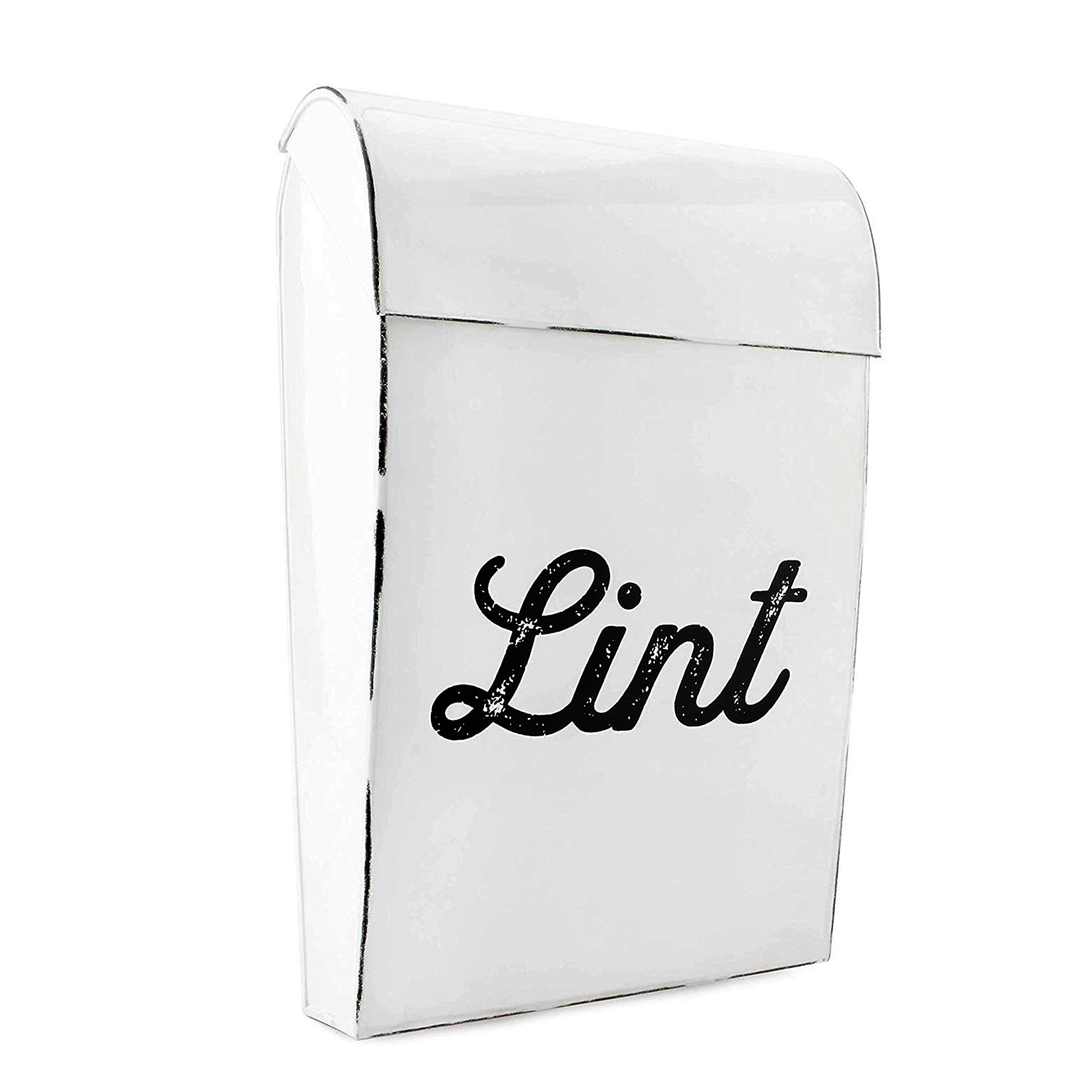 Enamelware Lint Holder Bin; Modern Farmhouse Style Rustic Laundry Room Decor - Picture 15 of 20