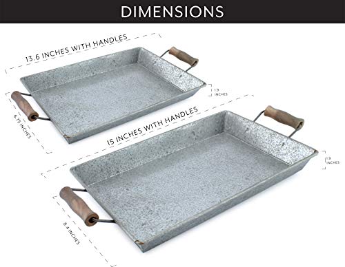 Rustic Metal Trays Small/Medium Set of 2; Farmhouse Decor - Picture 20 of 25