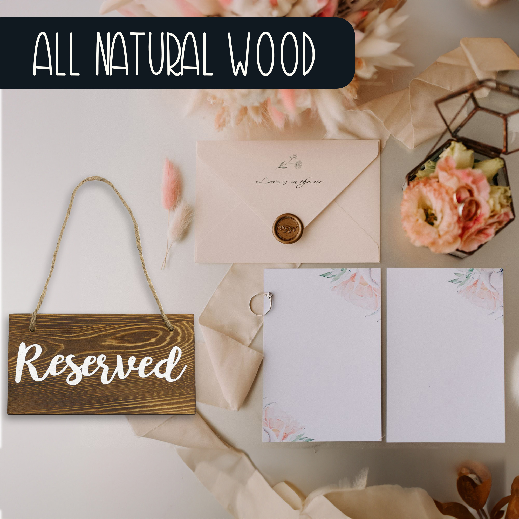 Hanging Wooden Reserved Signs 6pk; Rustic Style Signs for Events/Weddings - Picture 12 of 26