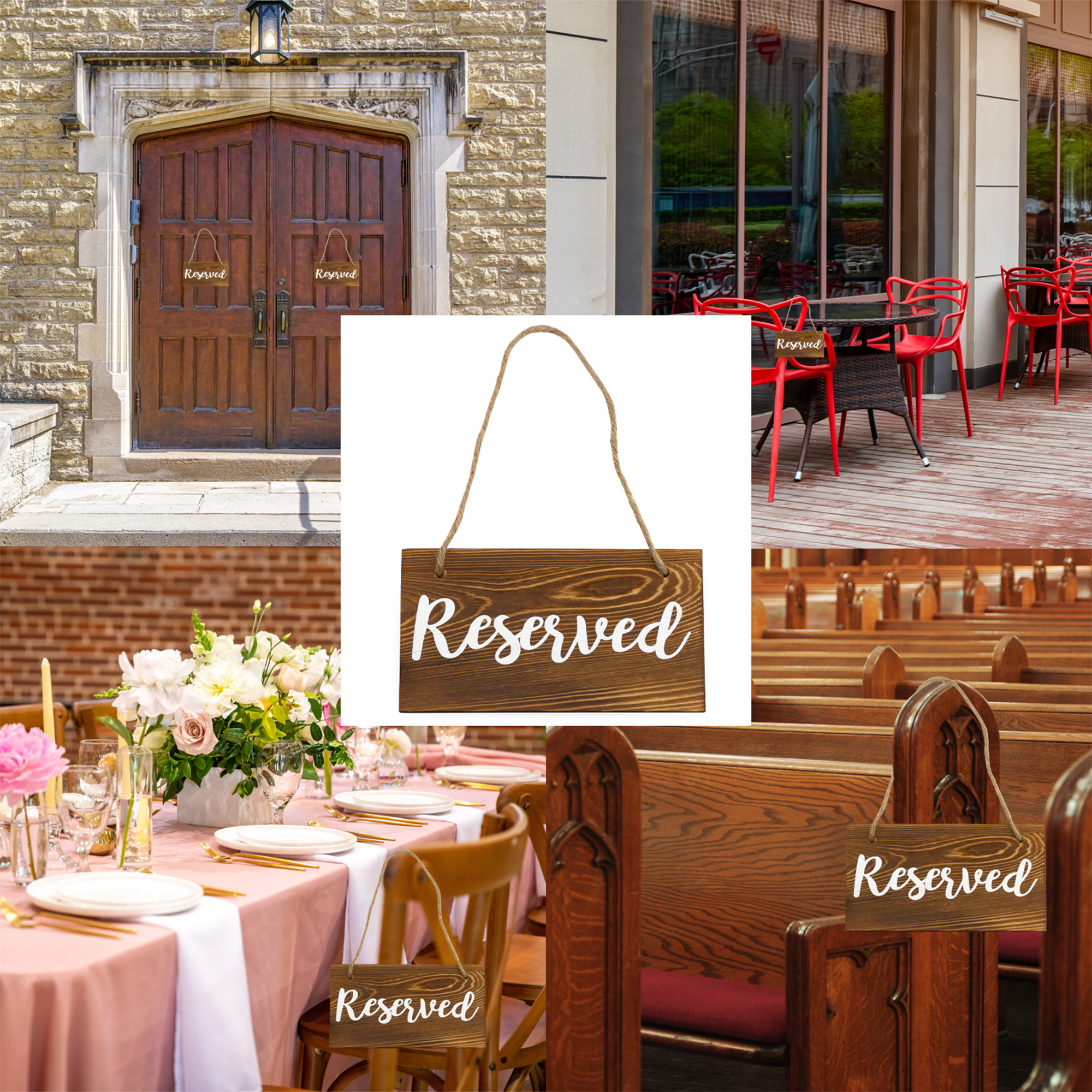 Hanging Wooden Reserved Signs 6pk; Rustic Style Signs for Events/Weddings - Picture 11 of 26