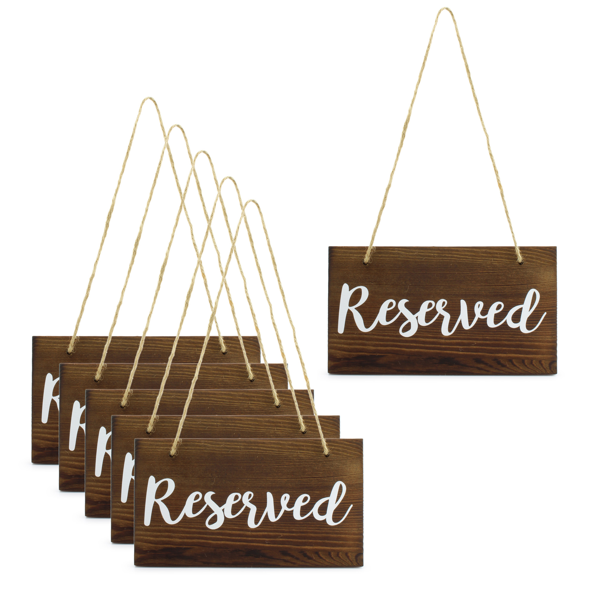 Hanging Wooden Reserved Signs 6pk; Rustic Style Signs for Events/Weddings - Picture 9 of 26
