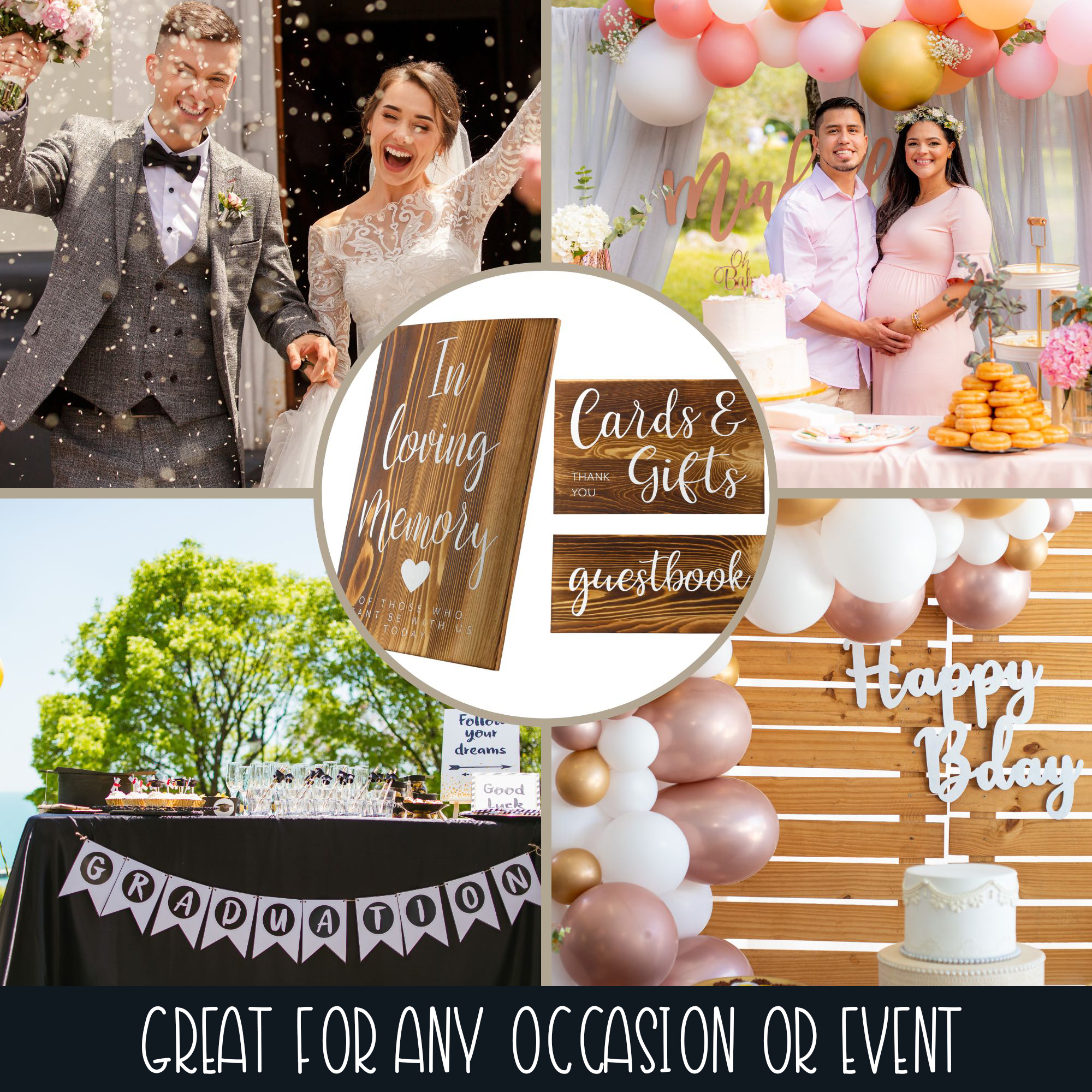Wood Decorative Wedding Reception Signs Rustic Farmhouse Wedding/Anniversary - Picture 13 of 27