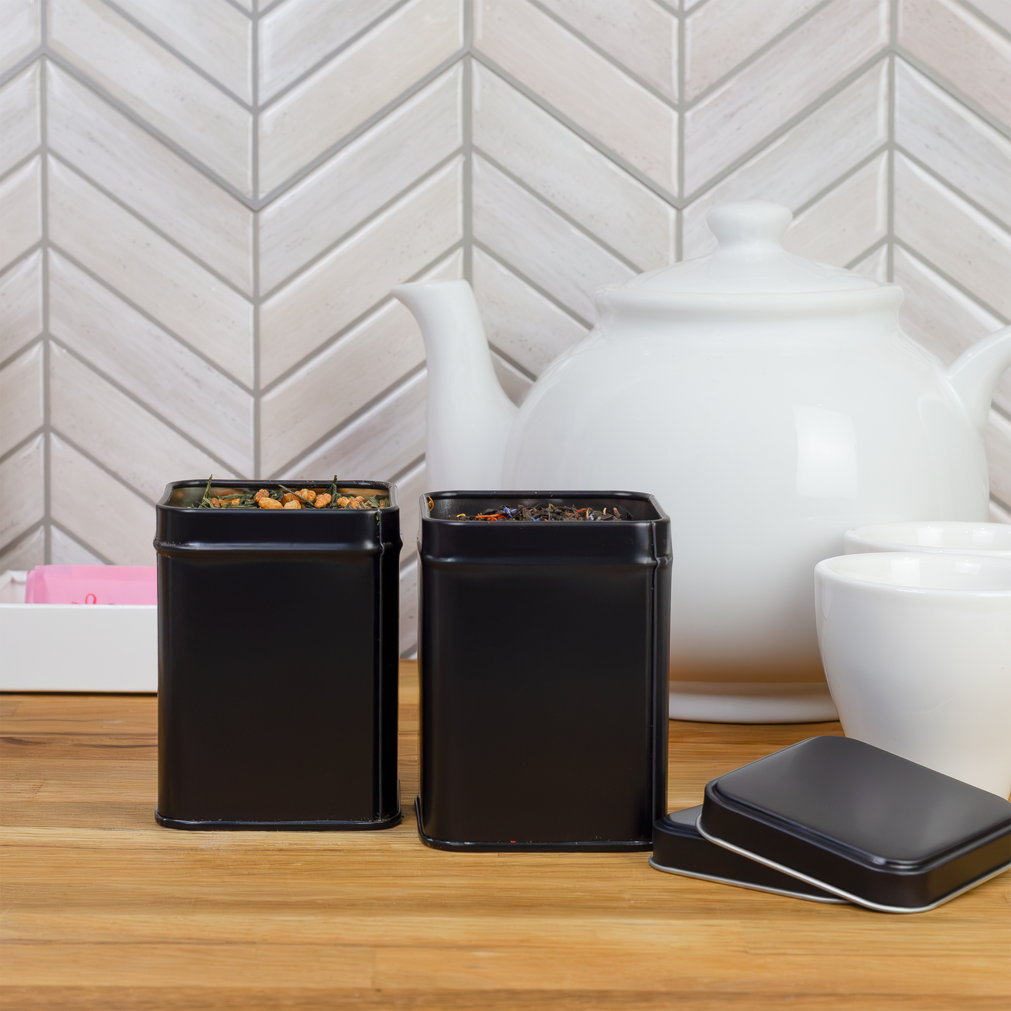 Square Metal Tins 6pk for Gift Boxes, Storage, Tea, 3in Tall Holds 1 Cup - Picture 12 of 30