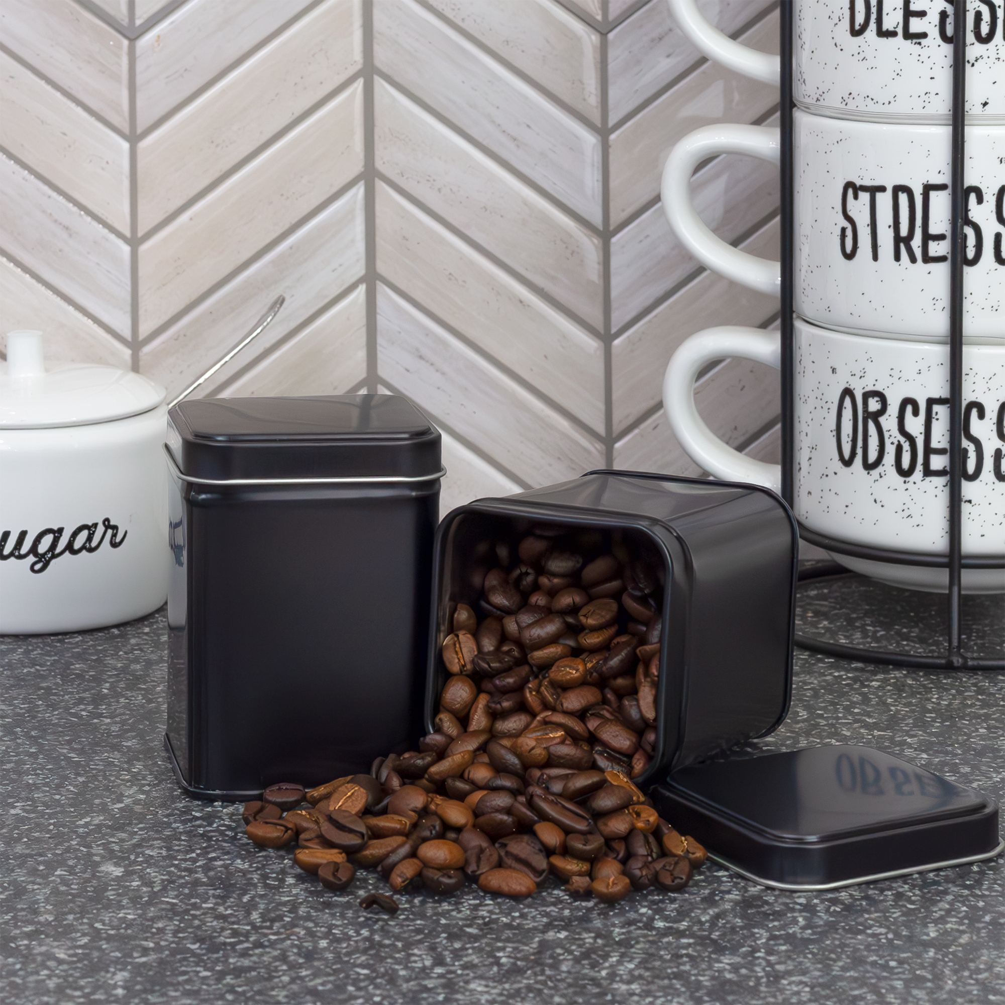Square Metal Tins 6pk for Gift Boxes, Storage, Tea, 3in Tall Holds 1 Cup - Picture 13 of 30