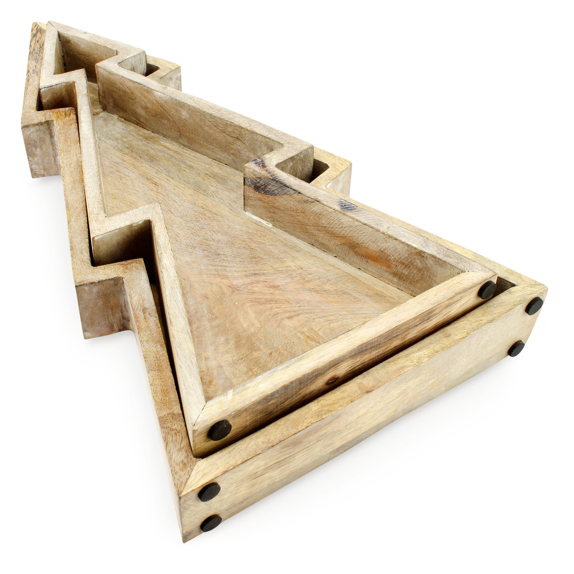 Juego de 2 bandejas de madera para árboles de Navidad anidadas, decoración estilo granja rústica - Imagen 15 de 19