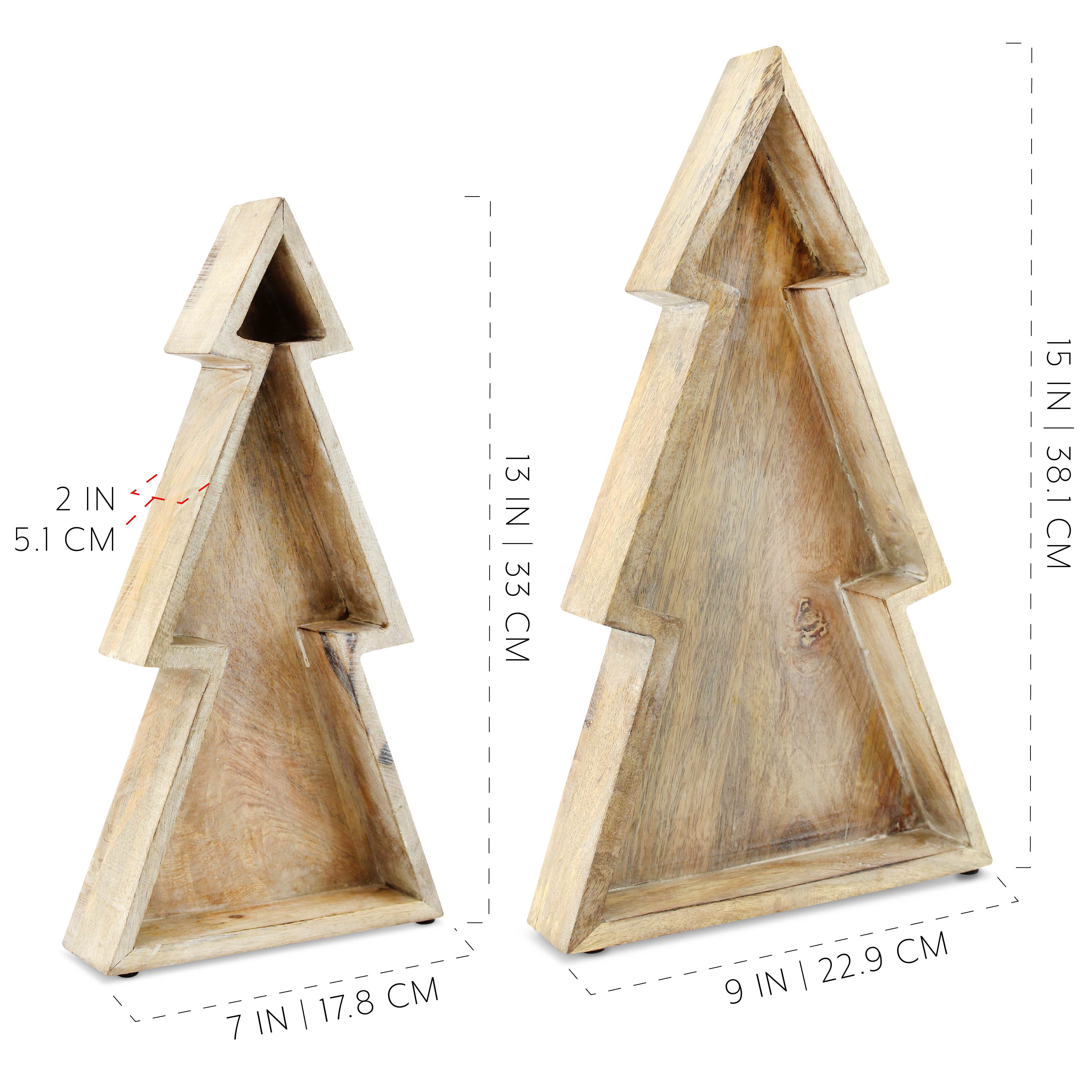 Juego de 2 bandejas de madera para árboles de Navidad anidadas, decoración estilo granja rústica - Imagen 18 de 19