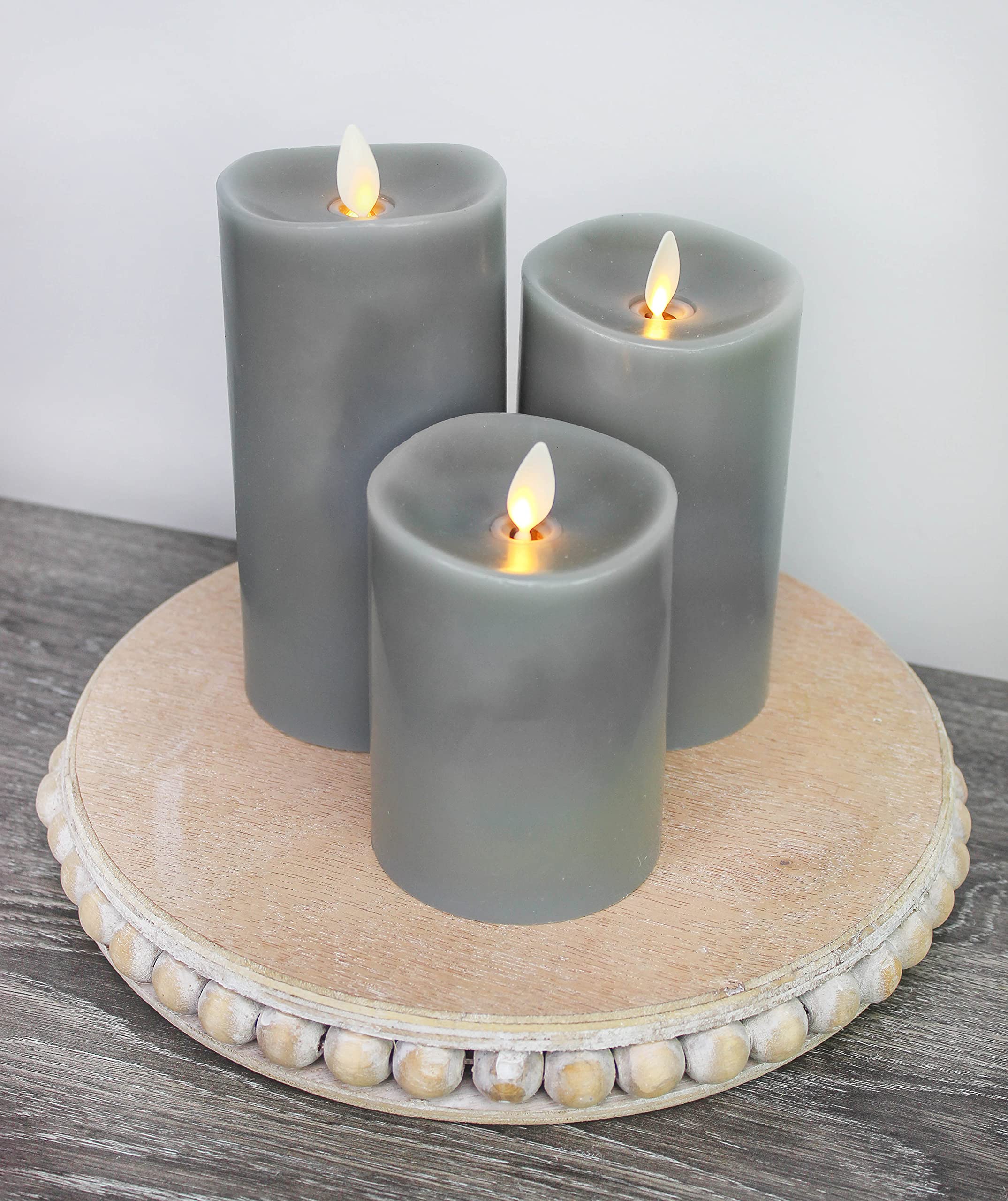 Farmhouse Pedestal Tiered Stand 3 piece Set; Rustic Beaded Tray Stack - Picture 17 of 23
