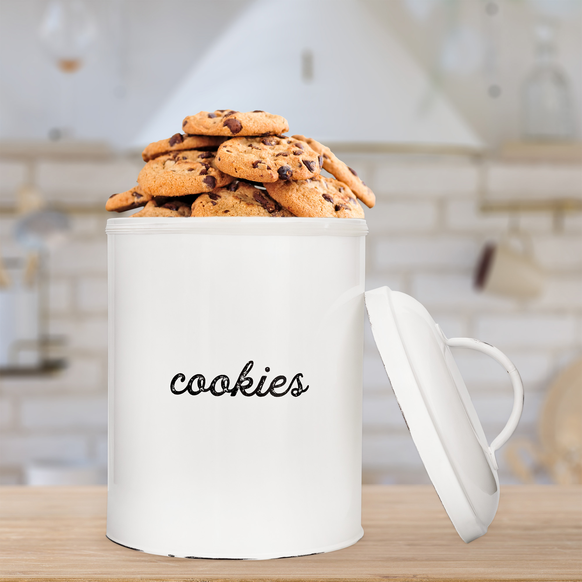 Farmhouse Enamel Cookie Jar, Rustic Large Enamelware Retro Canister - Picture 18 of 21