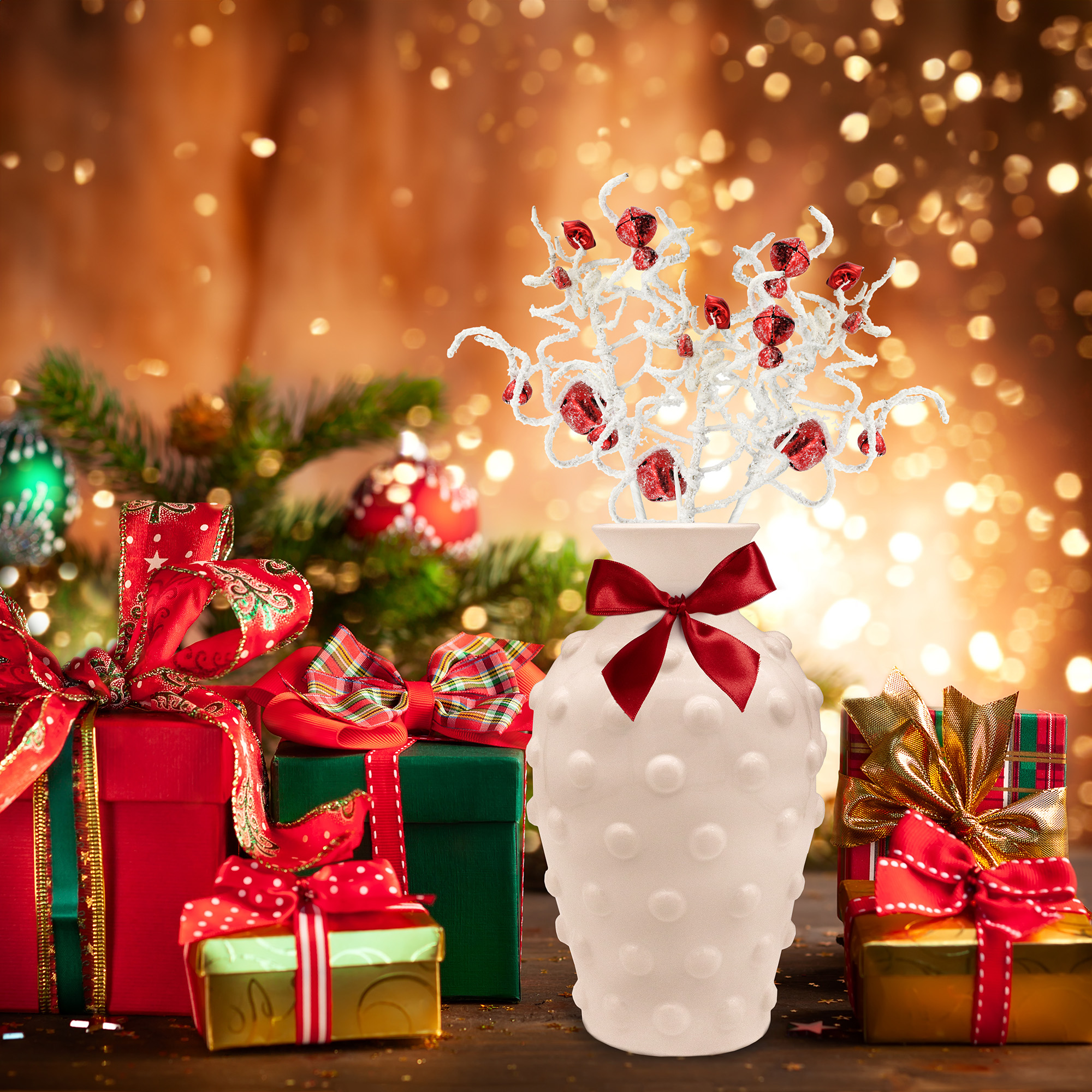 Juego de 3 selecciones de campana Jingle, tallos de cubo de vegetación de Navidad de granja - Imagen 13 de 24