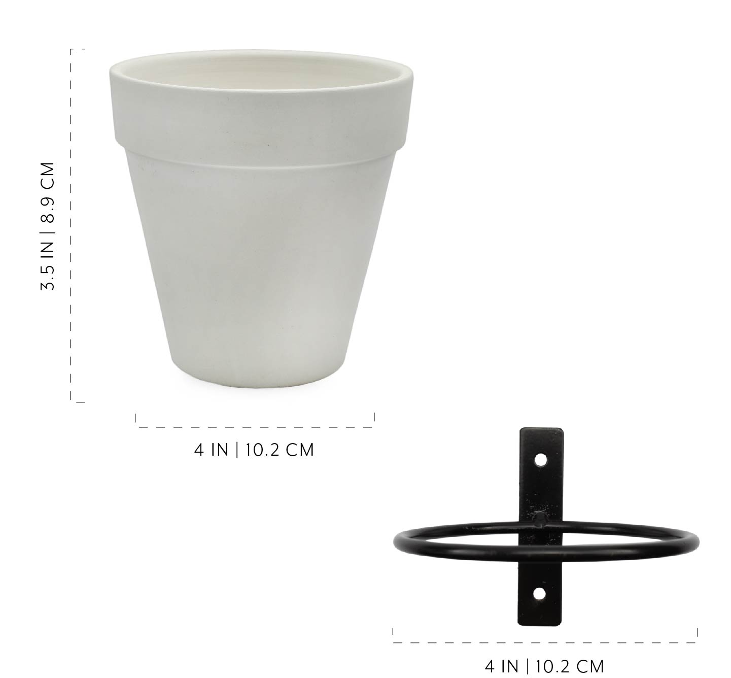 Wall Mounted Planter Rings w/ White Clay Pots 8pc Set; Black or White Rings - Picture 14 of 23