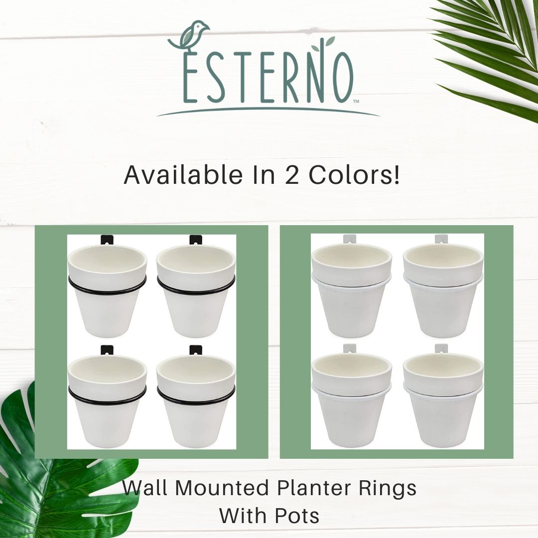 Wall Mounted Planter Rings w/ White Clay Pots 8pc Set; Black or White Rings - Picture 23 of 23