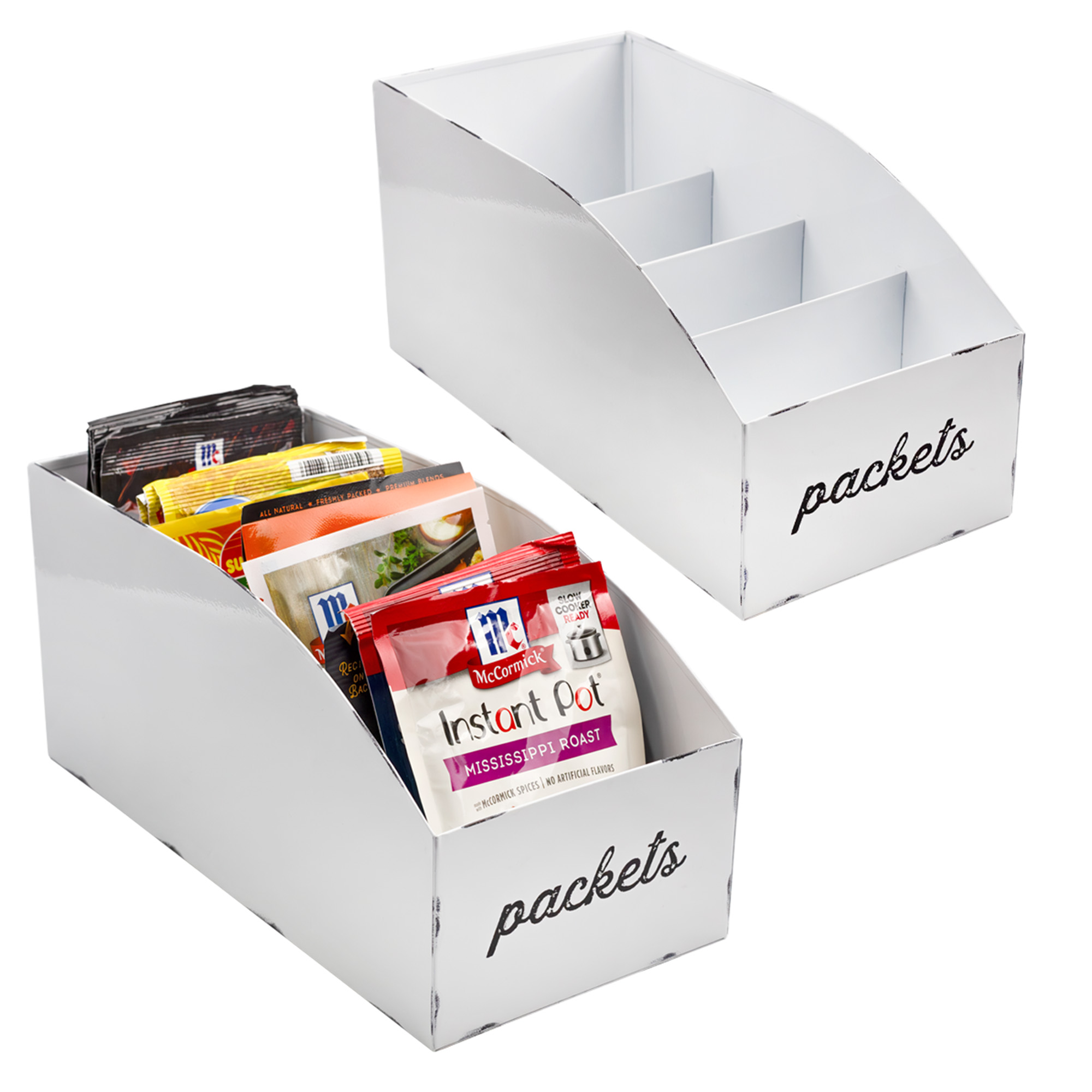 Farmhouse Food Packet Organizer 2pk Pantry Divided Bins for Mixes and Packets - Picture 16 of 23