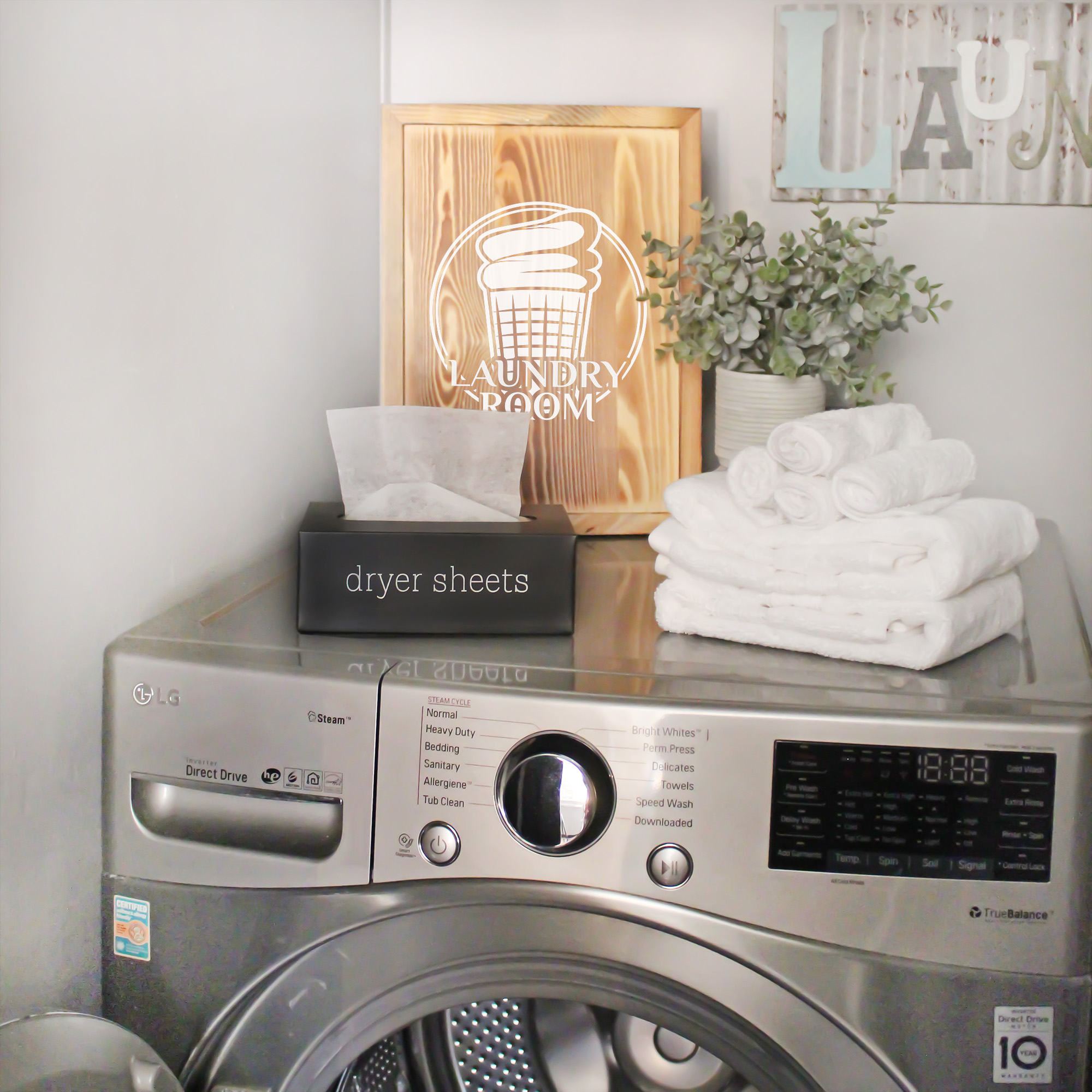 Farmhouse Dryer Sheet Dispenser; Countertop Enamel Fabric Softener Sheet Holder - Picture 11 of 21