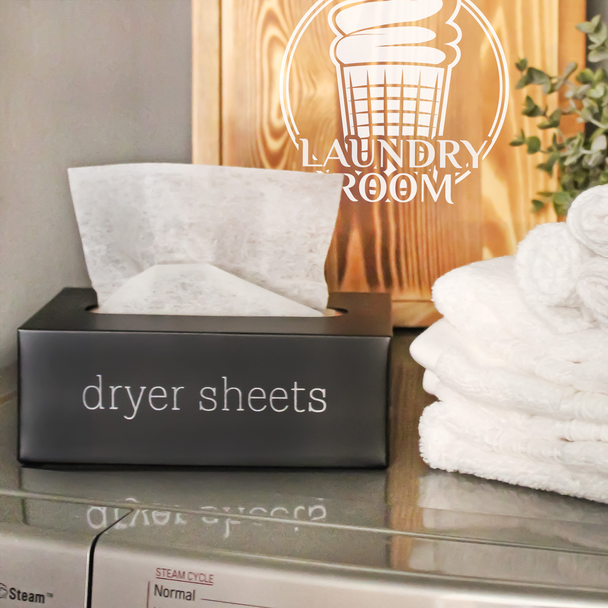 Farmhouse Dryer Sheet Dispenser; Countertop Enamel Fabric Softener Sheet Holder - Picture 12 of 21