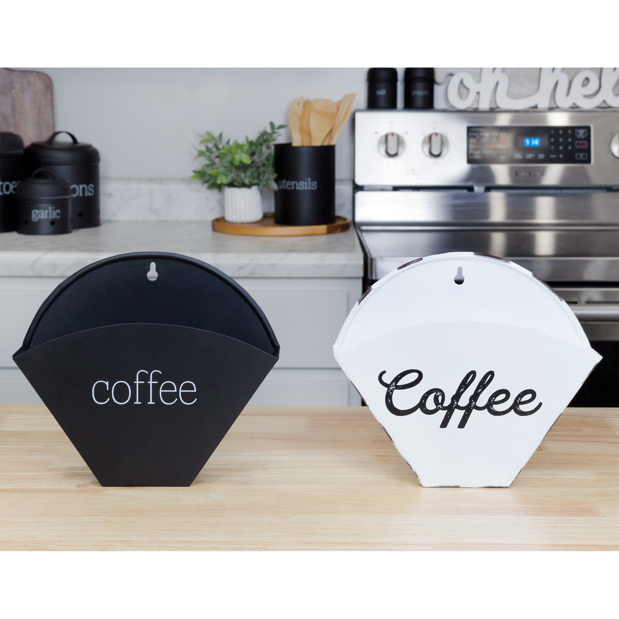 Enamelware Cone Coffee Filter Holder; Wall-Mount Modern Farmhouse - Picture 12 of 22