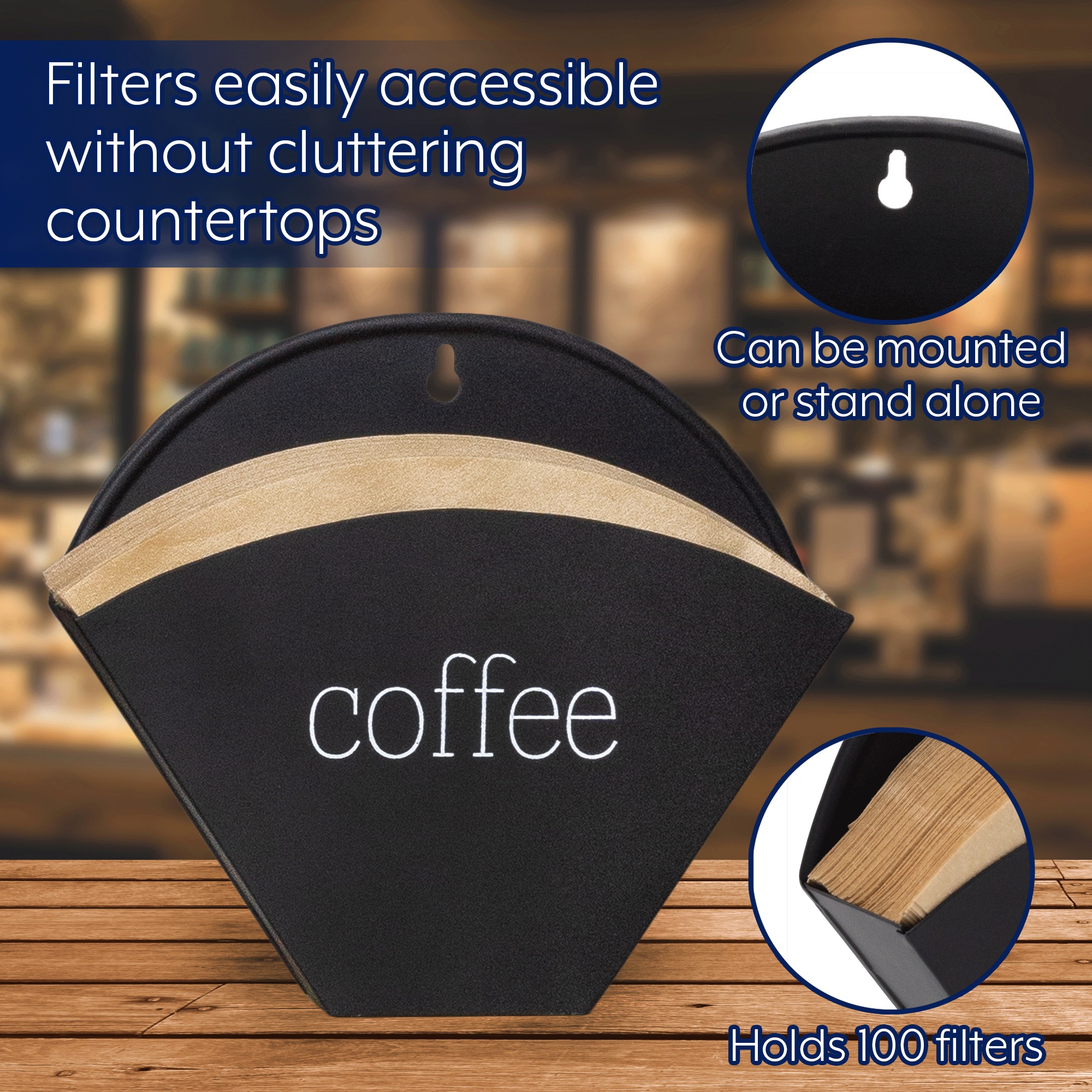 Enamelware Cone Coffee Filter Holder; Wall-Mount Modern Farmhouse - Picture 13 of 22