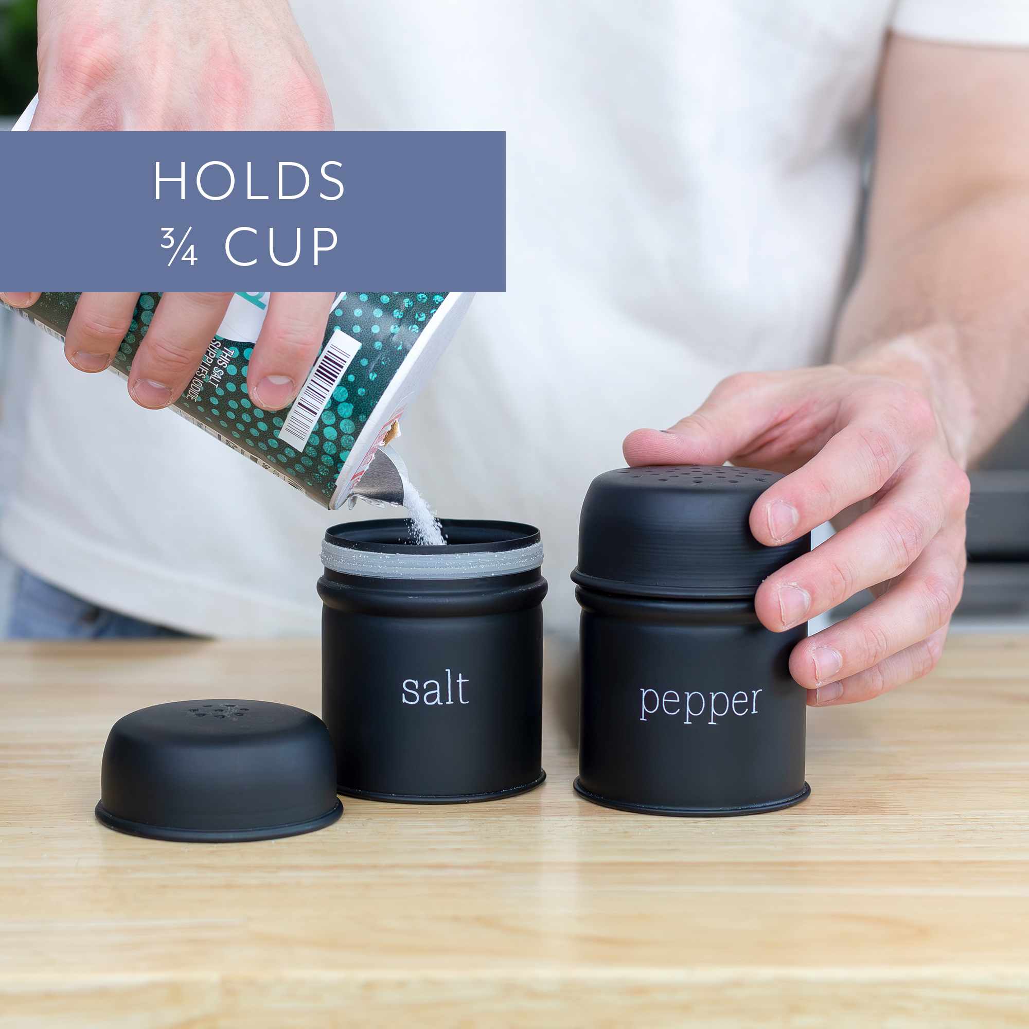 Salt and Pepper Shaker Set; Rustic Farmhouse Retro Vintage Style Enamelware - Picture 11 of 25