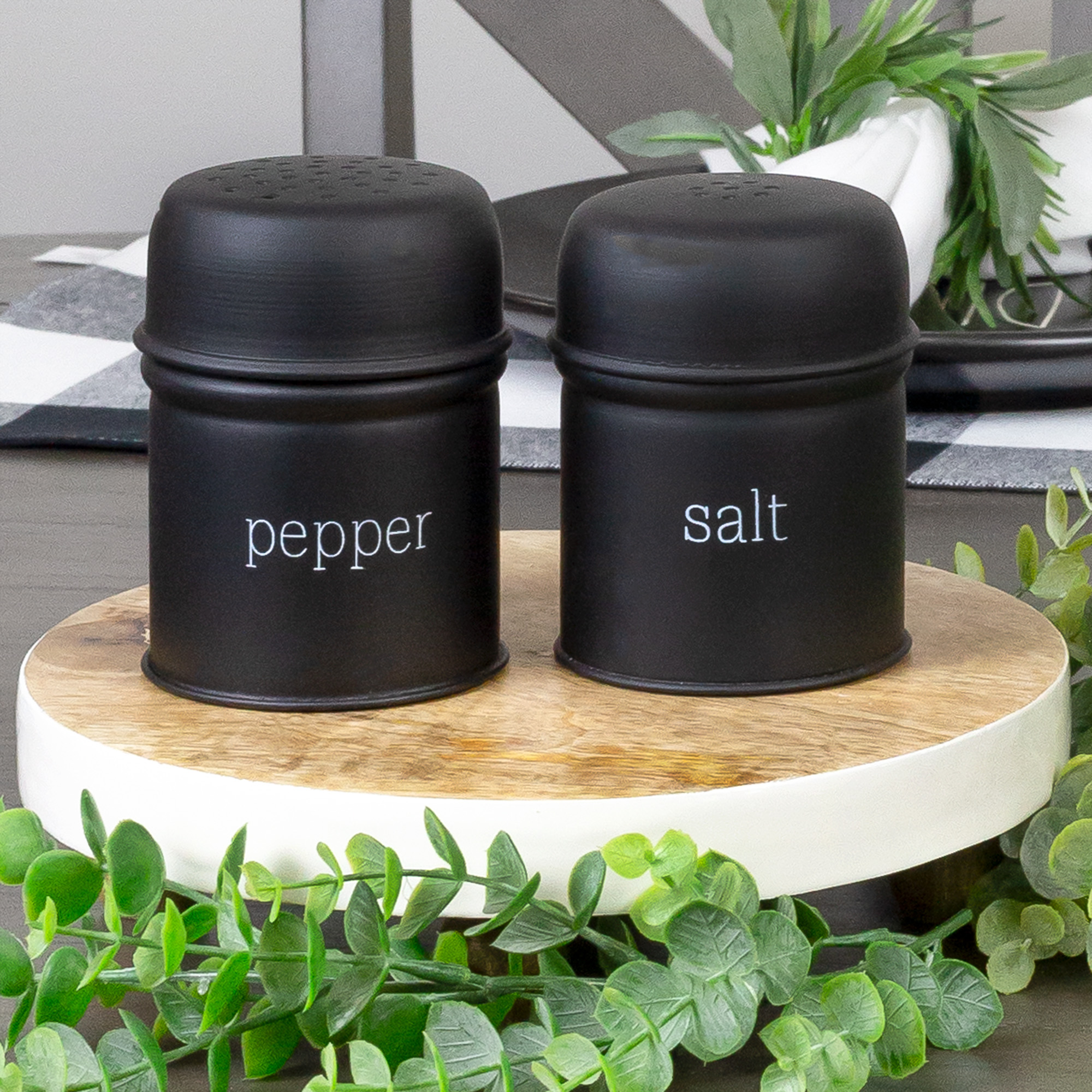 Salt and Pepper Shaker Set; Rustic Farmhouse Retro Vintage Style Enamelware - Picture 16 of 25