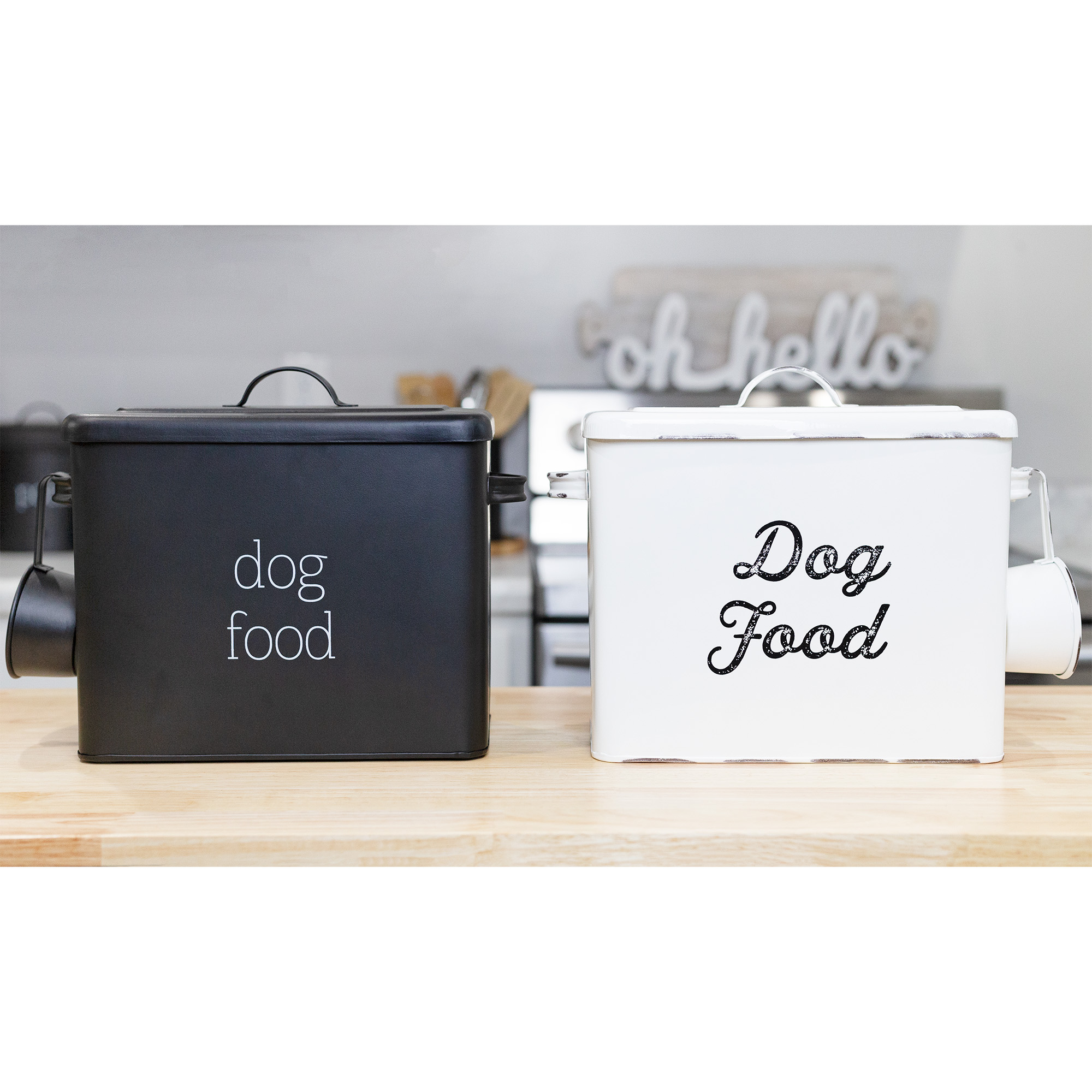 Farmhouse Dog Food Canister; Retro Style Storage Bin for Pet Food