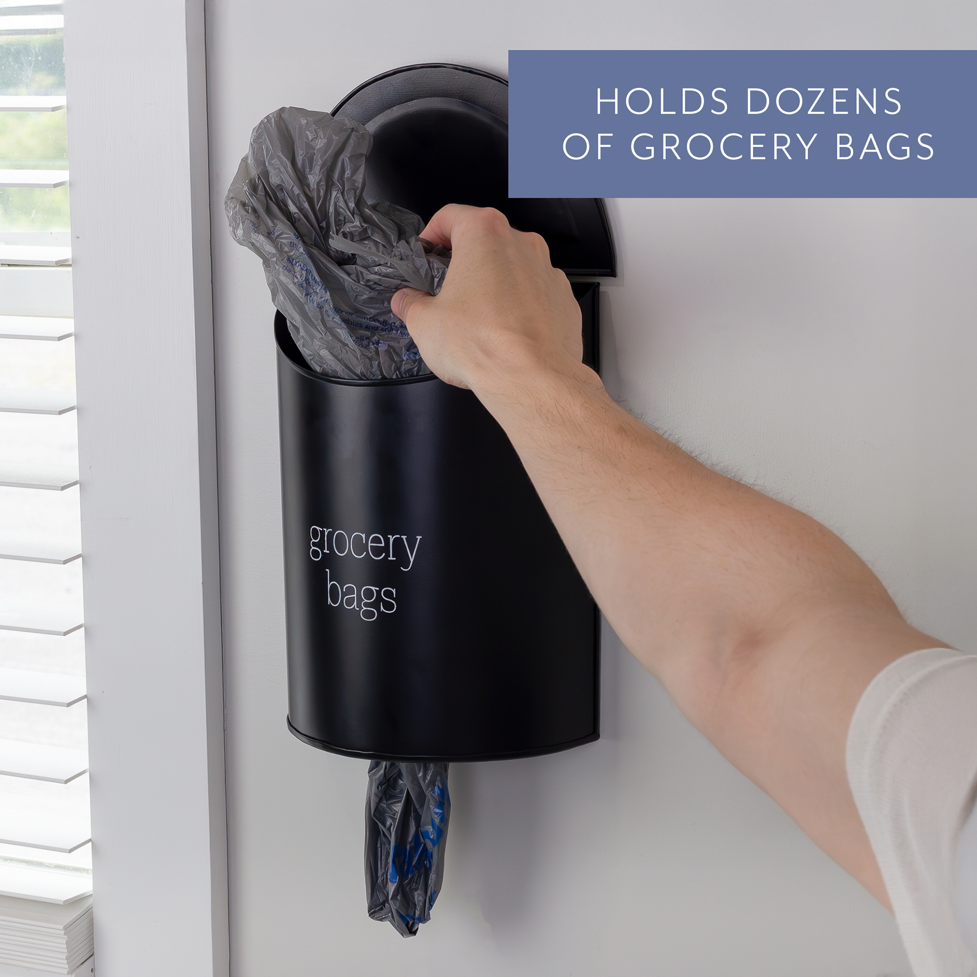 Enamel Grocery Bag Holder; Wall-Mounted Farmhouse Plastic Bag Dispenser - Picture 15 of 23