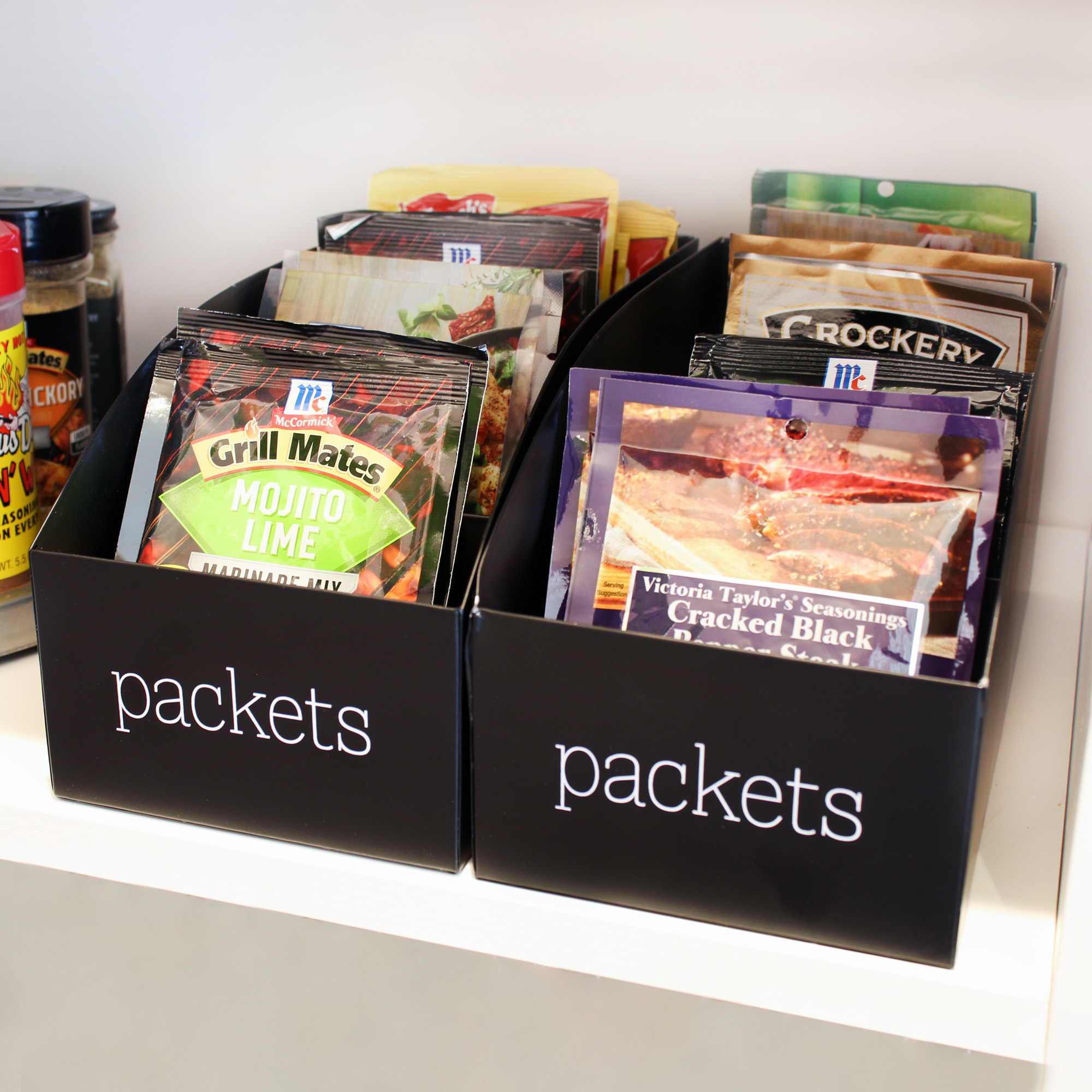 Farmhouse Food Packet Organizer 2pk Pantry Divided Bins for Mixes and Packets - Picture 11 of 23