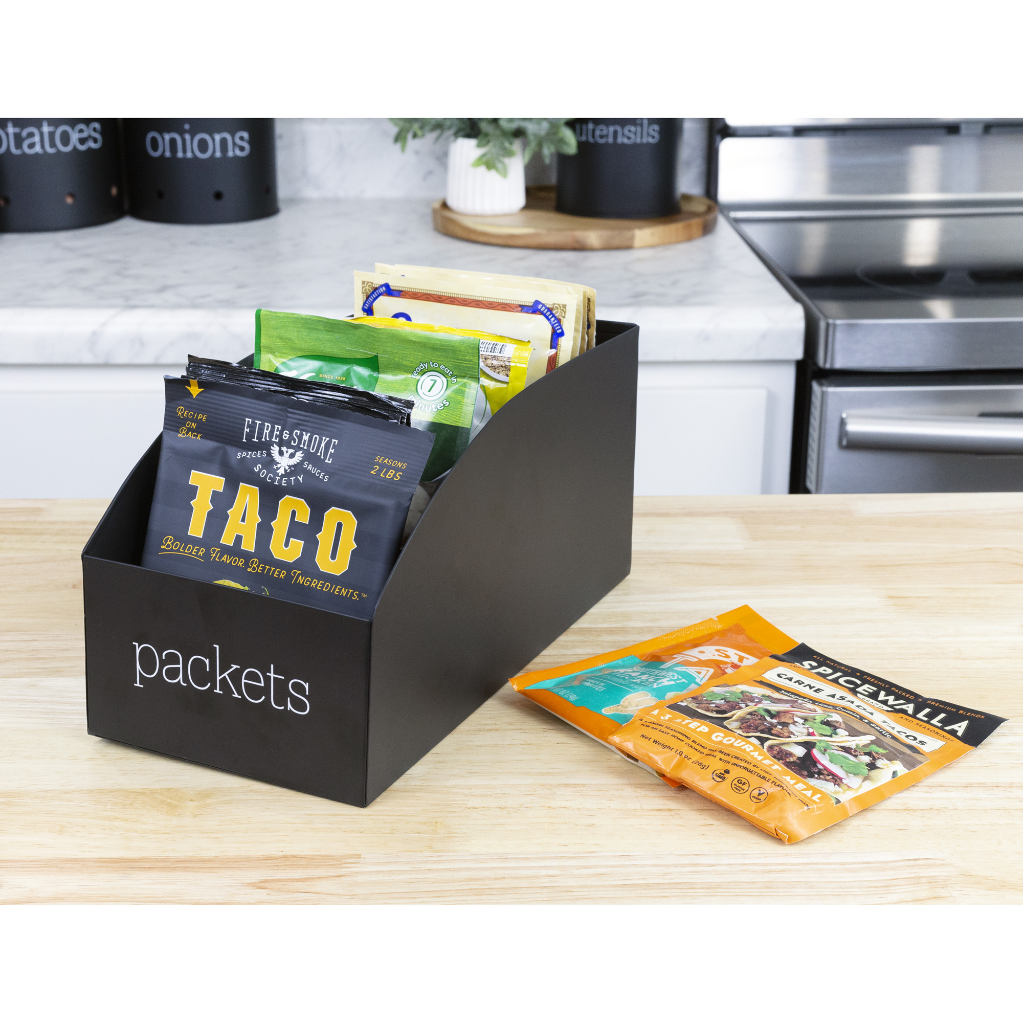 Farmhouse Food Packet Organizer 2pk Pantry Divided Bins for Mixes and Packets - Picture 13 of 23
