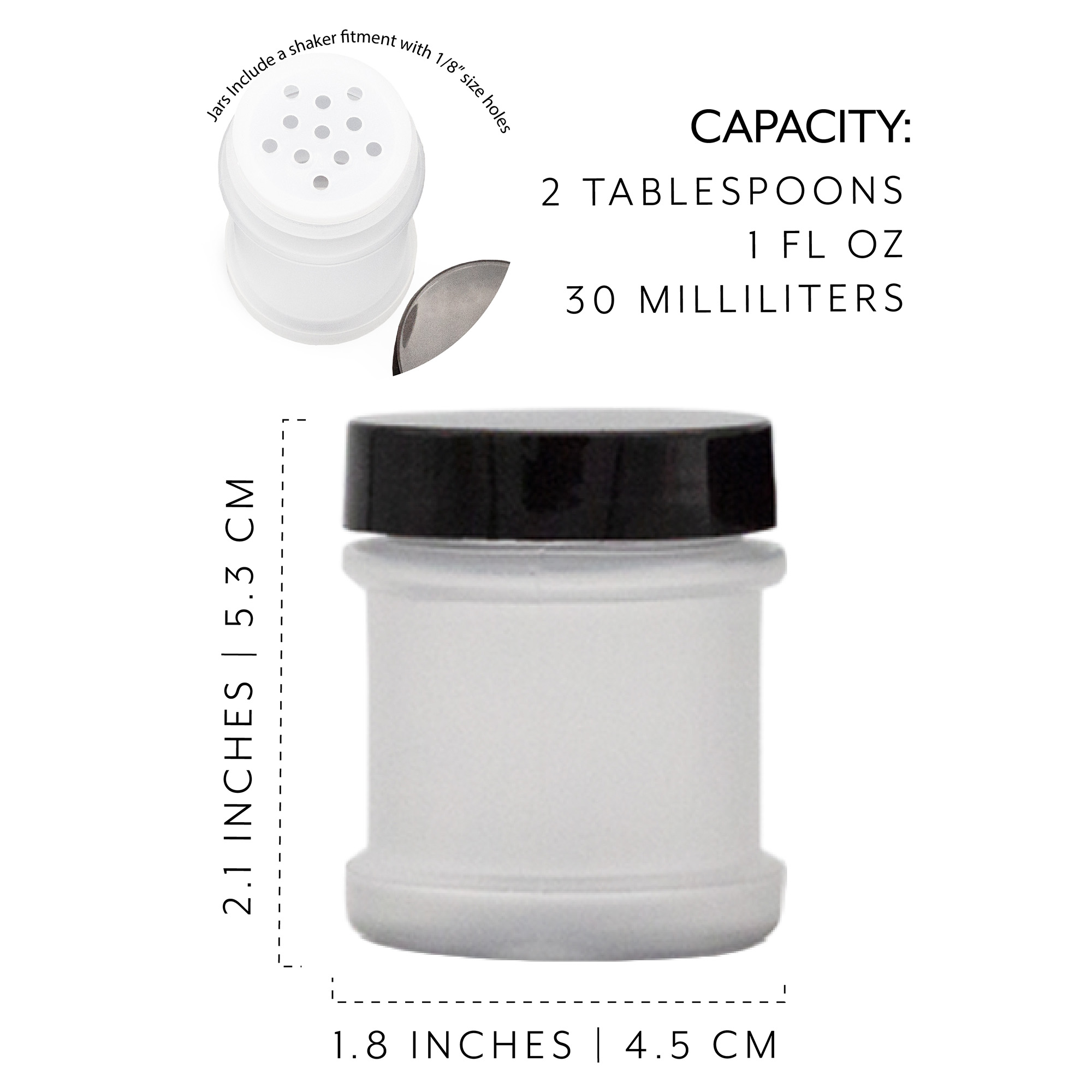 Mini Plastic Spice Jars w/ Sifters 12pk; 2 Tablespoon Capacity / 1 Fluid Oz. - Picture 25 of 37