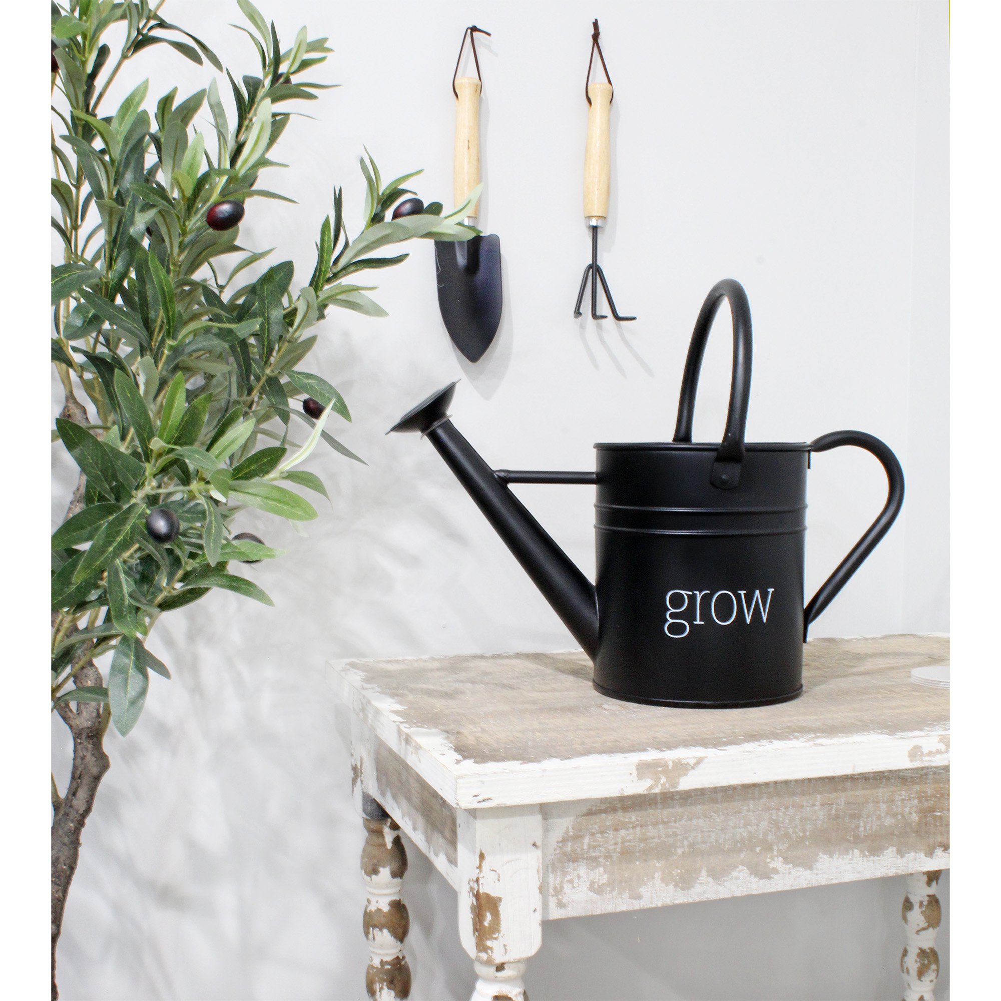 Farmhouse Enamelware Watering Can; Rustic Metal Pitcher Gardening/ Decor Vase - Picture 10 of 20