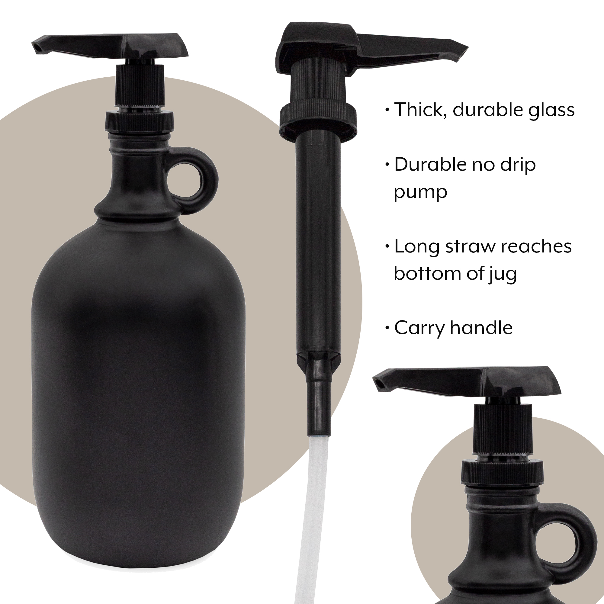 Half Gallon Glass Pump Dispenser Bottle, 64oz Jug, 2QT Soap Dispenser - Picture 12 of 18
