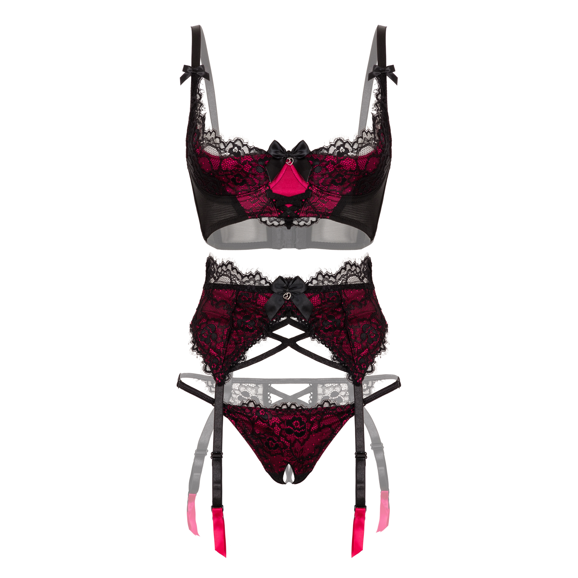 Lovehoney Sexy Lingerie Quarter Cup Bra Set - Boudoir Belle Collection - Picture 4 of 22