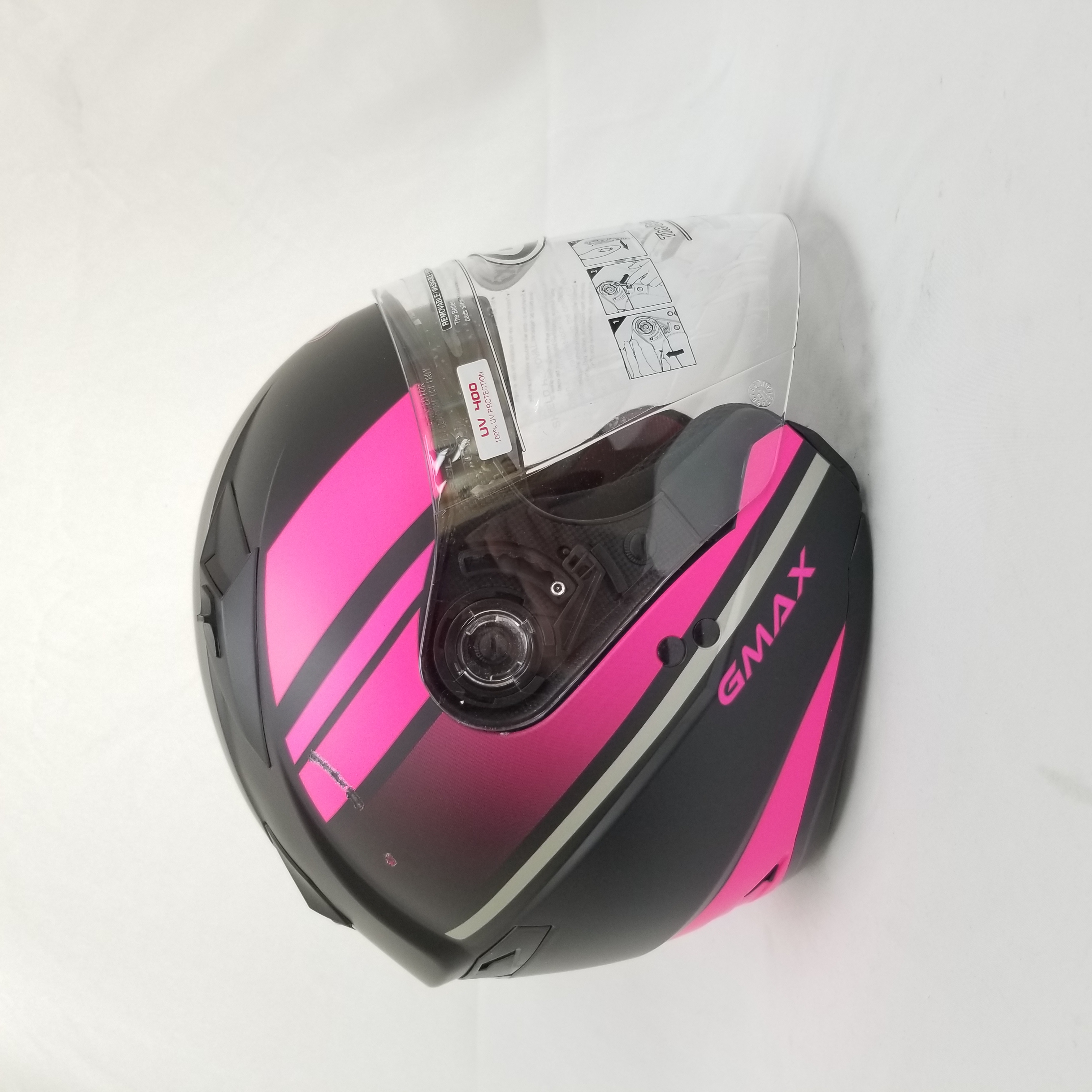 GMAX OF-77 Open-Face Street Helmet (Matte Black/Pink/Silver, X-Large)