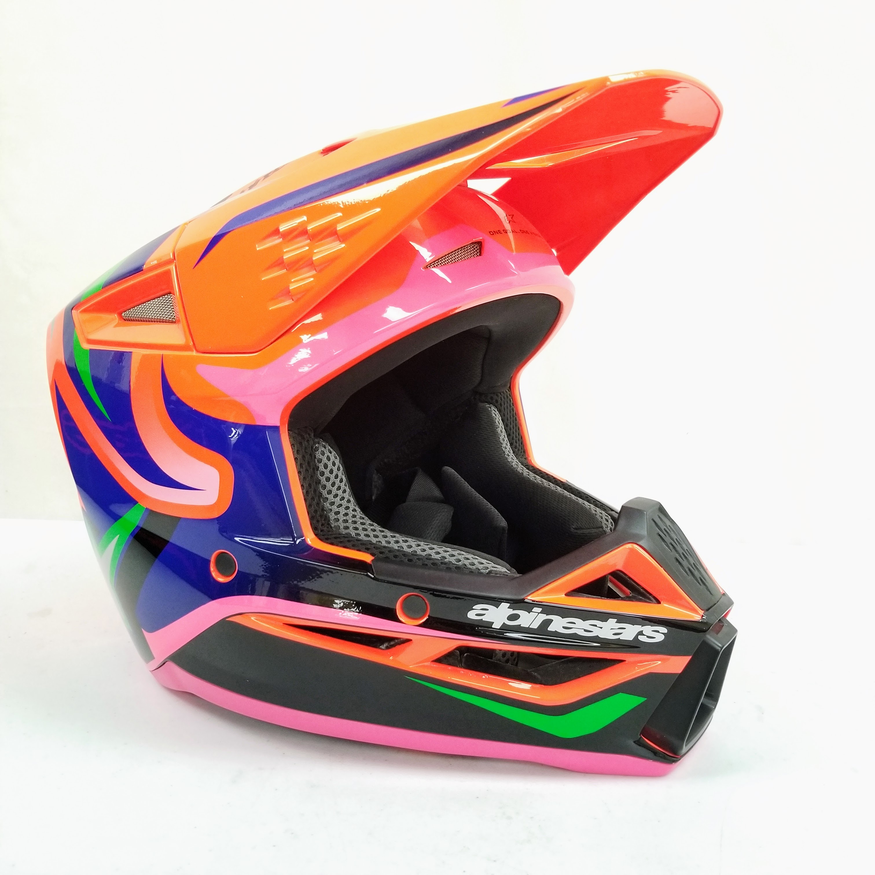 Alpinestars  S-M3 Youth Moto Helmet (Orange Fluo/Purple/Pink Fluo, Youth Large)