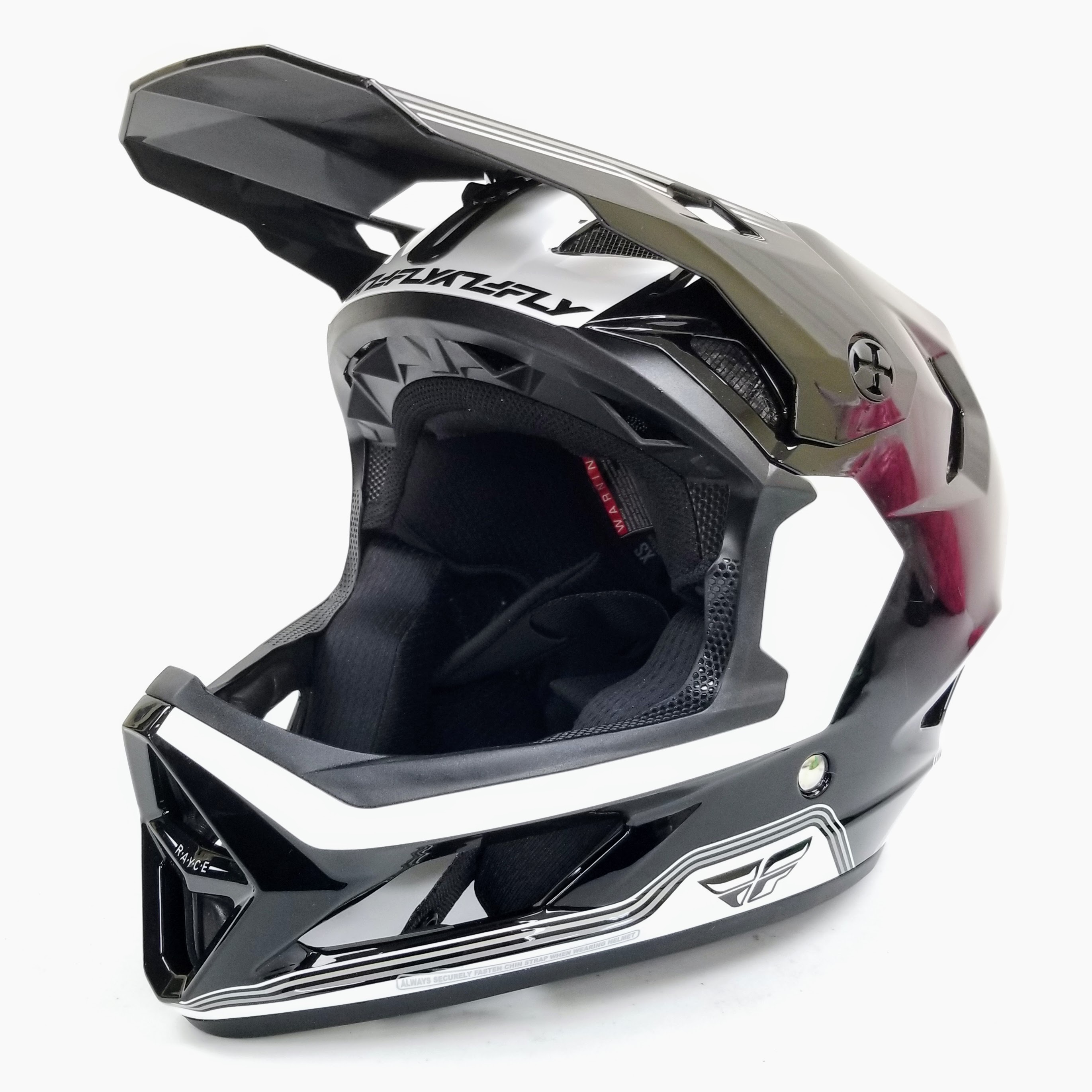 Fly Racing Rayce MTB/BMX Bicycle Helmet (Black/White, X-Small)