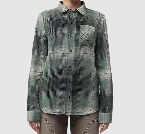 Fox Racing Womens Traildust Flannel Shirt Size Small, Heather Green