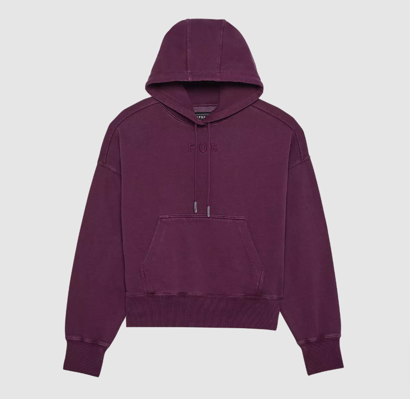 Fox Racing Womens Wordmark Small Oversized Pullover Hoodie, Sangria
