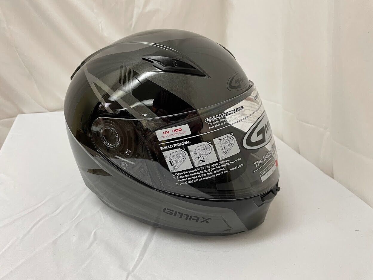 GMAX FF-49 Full-Face Street Helmet (Black/Grey, Large)