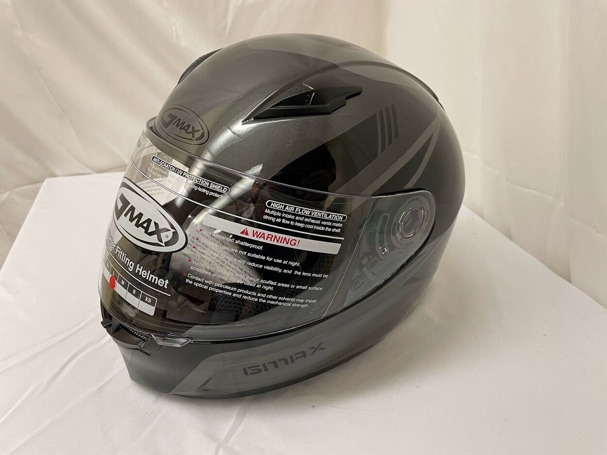 GMAX FF-49 Full-Face Street Helmet (Black/Grey, Large)
