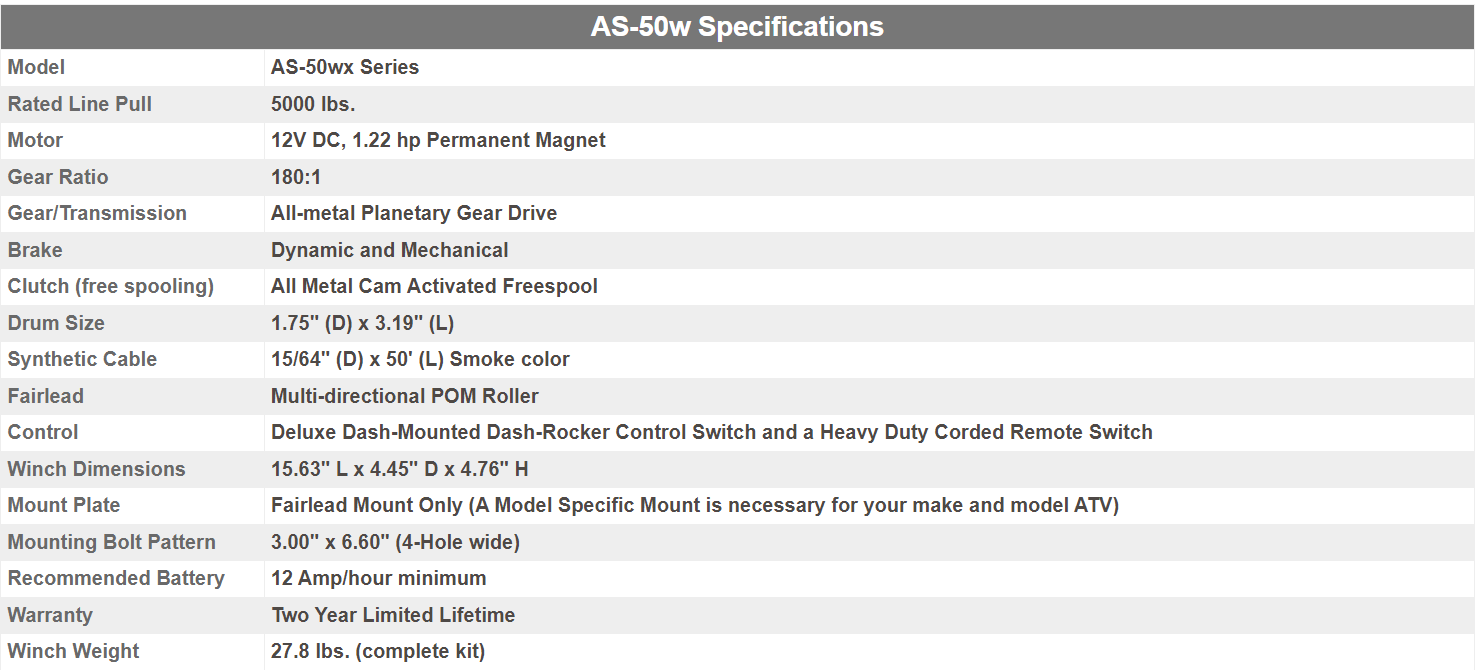 KFI 5000LB WIDE ASSAULT SERIES WINCH