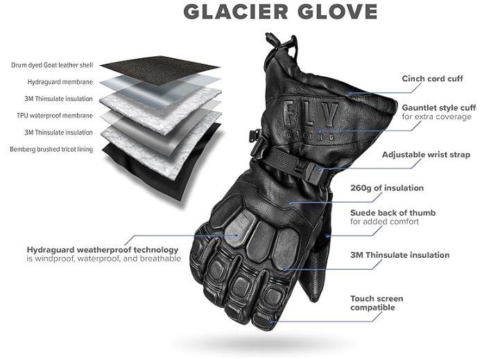 Fly Racing Glacier Winter & Cold Weather Gloves -  Windproof, Waterproof,