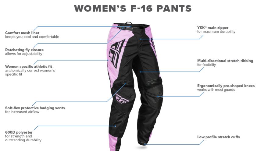 Fly Racing Women's F-16 Adult Motocross & Mountain Bike Pants - Protective