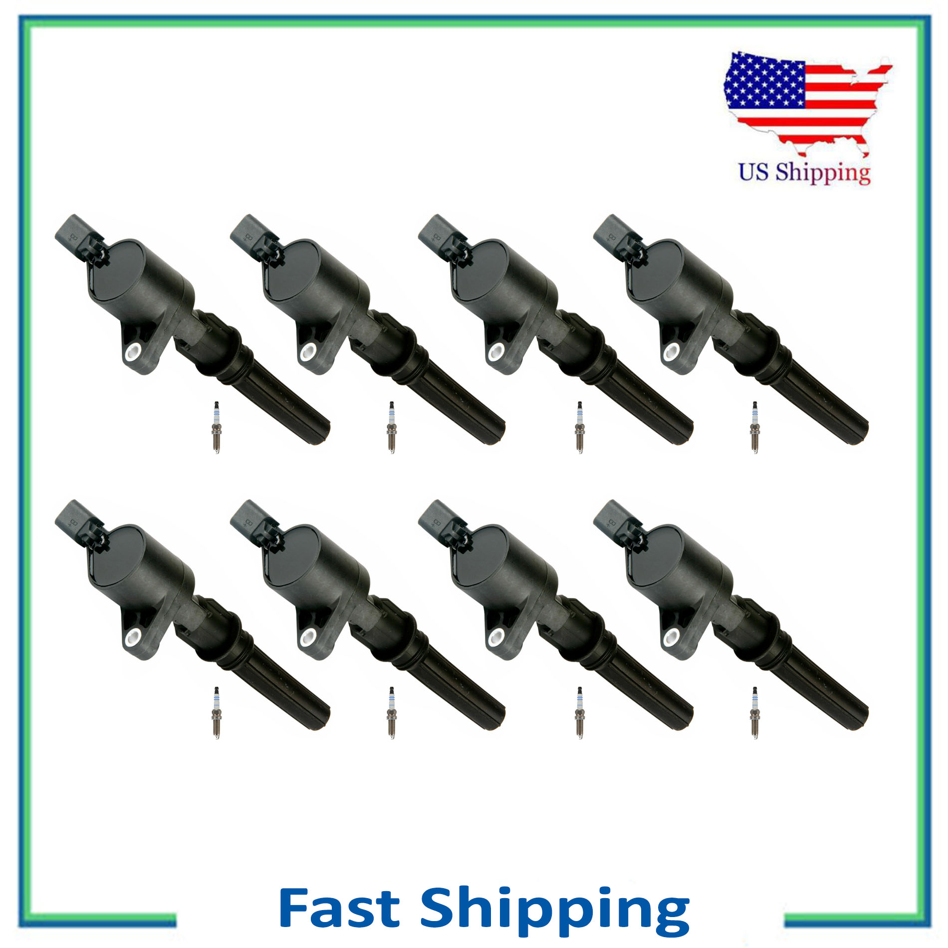 Bosch Double Platinum Spark Plug & FD503 Ignition Coil For 09-10 Ford F ...